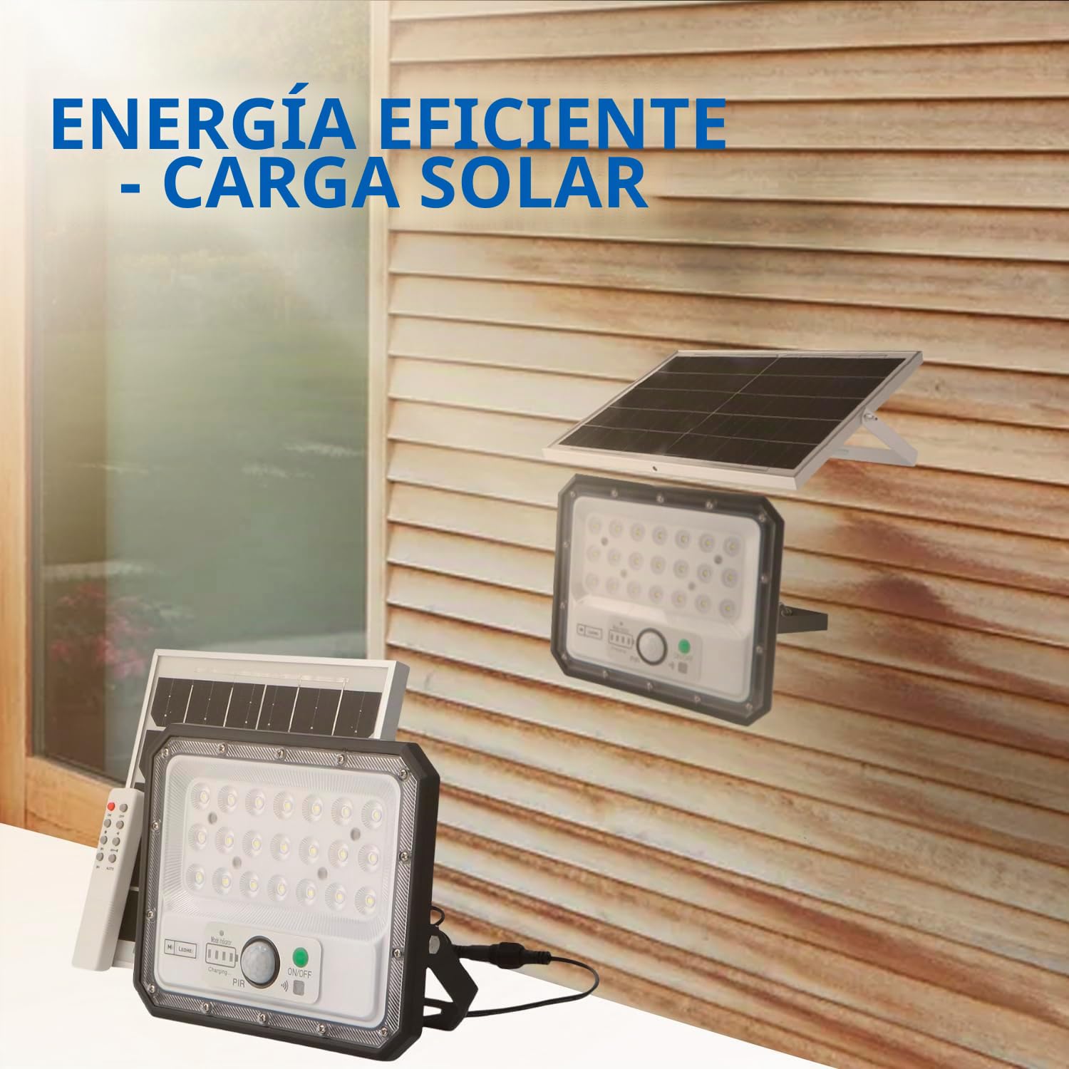 M Ledme - Foco Proyector Led Solar Aras Con Sensor 50W, Color Luz fría (6000k), IP65, Iluminación exterior, de uso para jardín, patios (Paquete de 2)