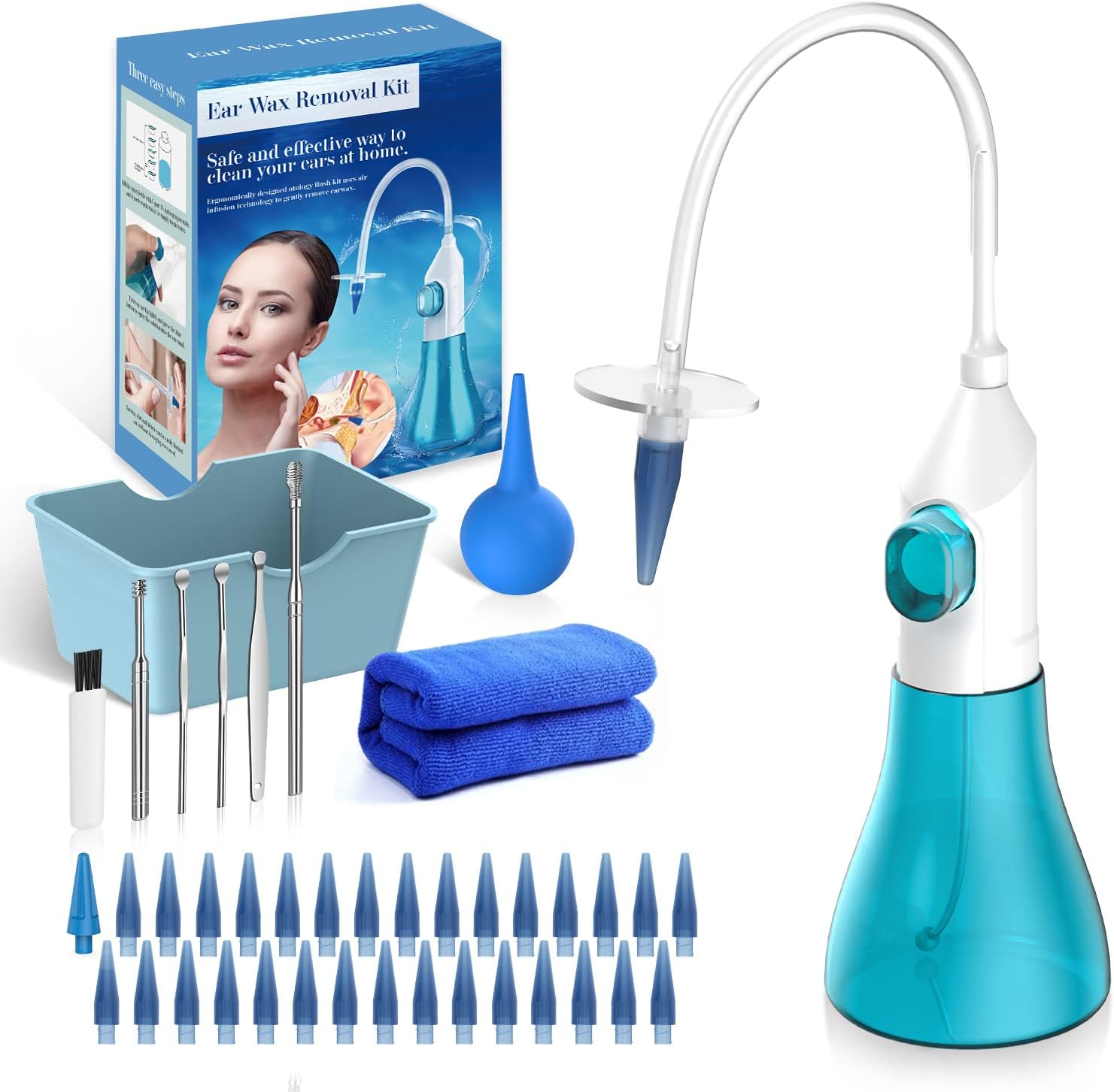 Ear Wax Removal Tool Manual Ear Irrigation Flushing System Earwax Pick Removal Tool Kit 6