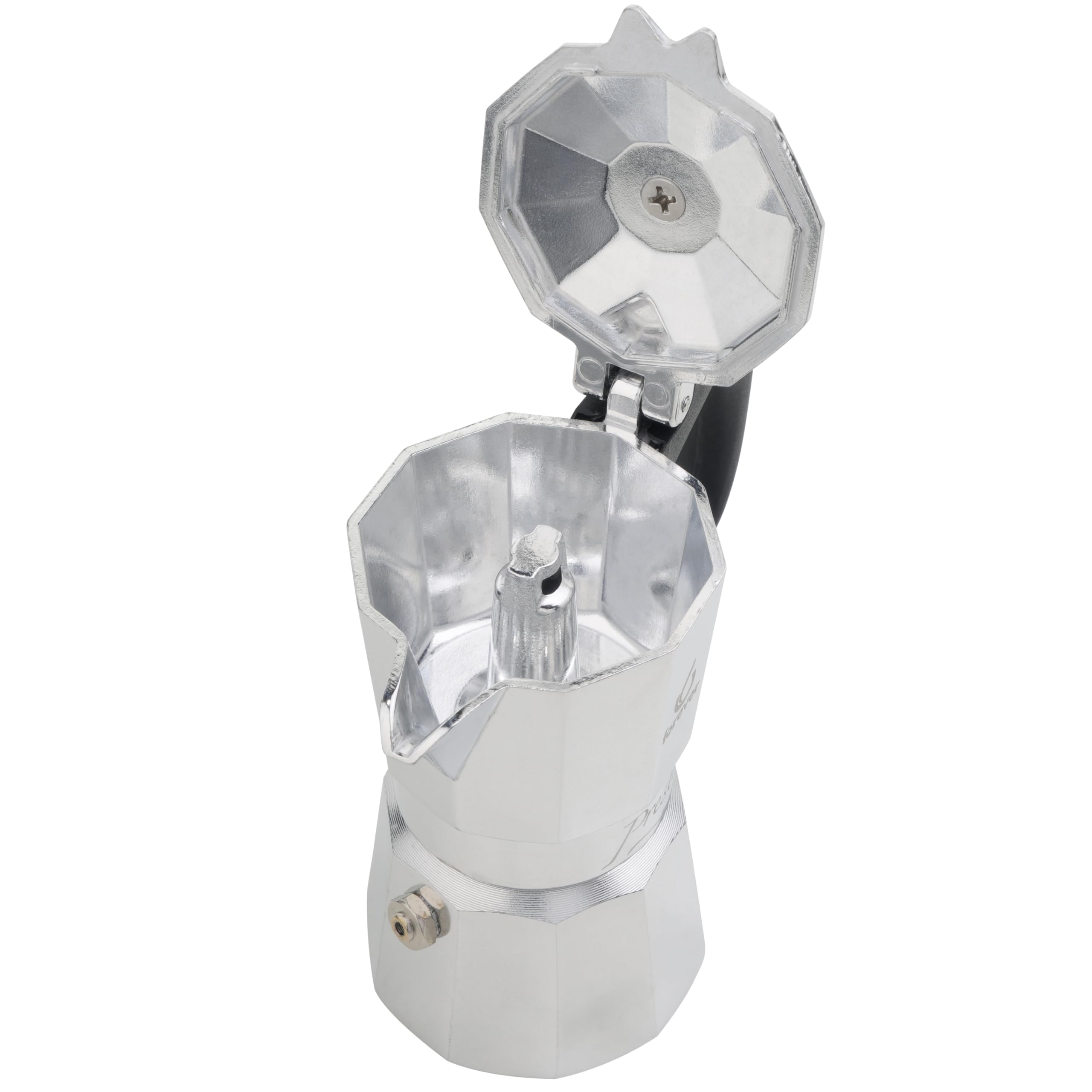 FOREVER Caffettiera Moka Alluminio, Miss Moka Prestige, Caffettiera Moka per Casa, Caffettiera Portatile per Viaggio, inclusa Guarnizione in Silicone (12 Tazze