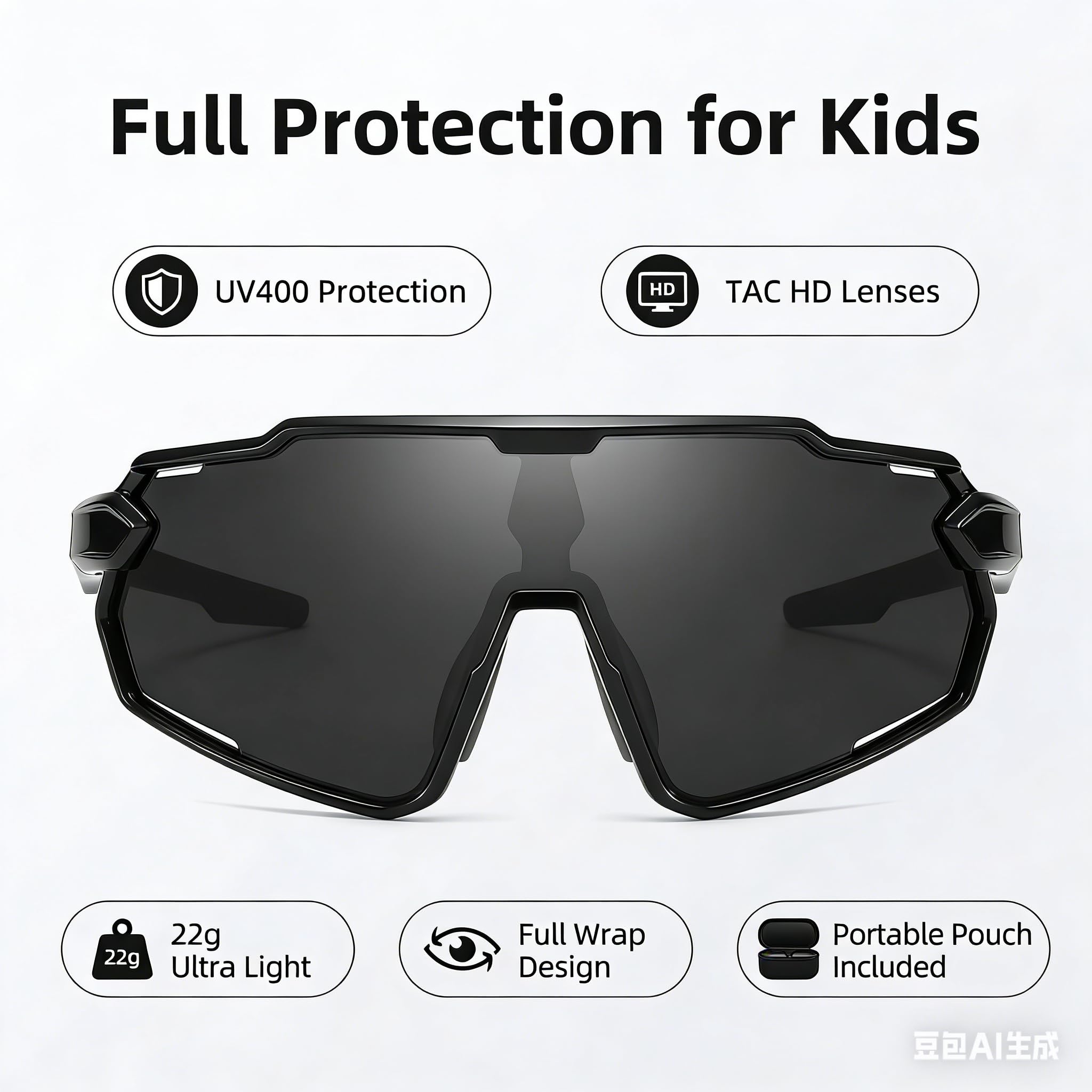 Gafas de sol deportivas polarizadas para niños, jóvenes, béisbol, ciclismo, protección UV, para niños y niñas de 6 a 12 años