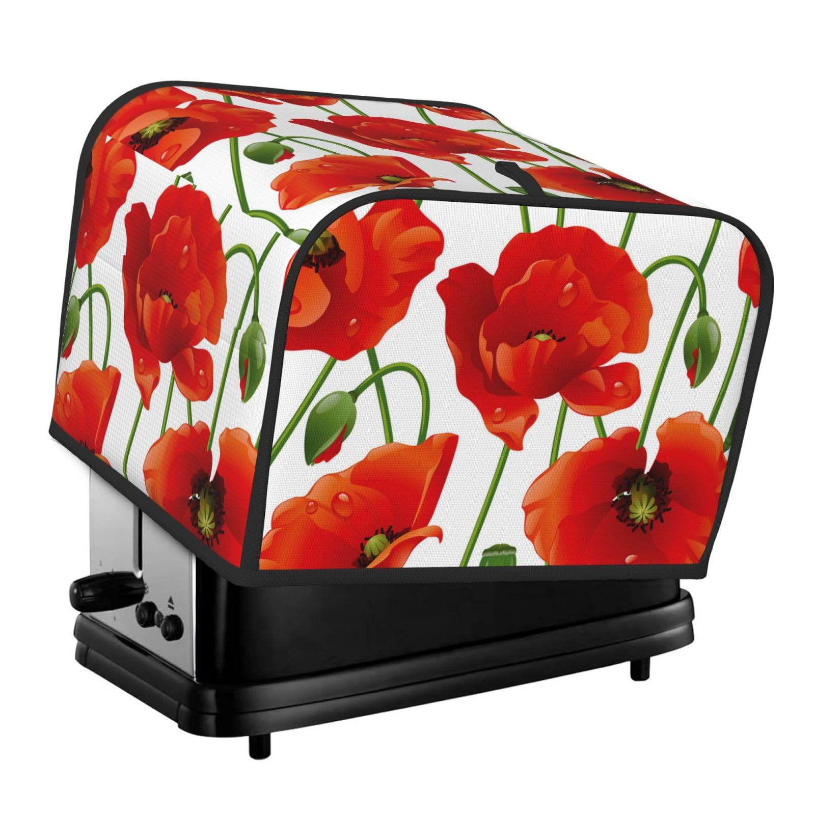 Bentli As Picture Toaster Cover, 4 Slice Toasters Dust Cover Bread Maker Cover Toaster Oven Cover, Red Poppy Flowers