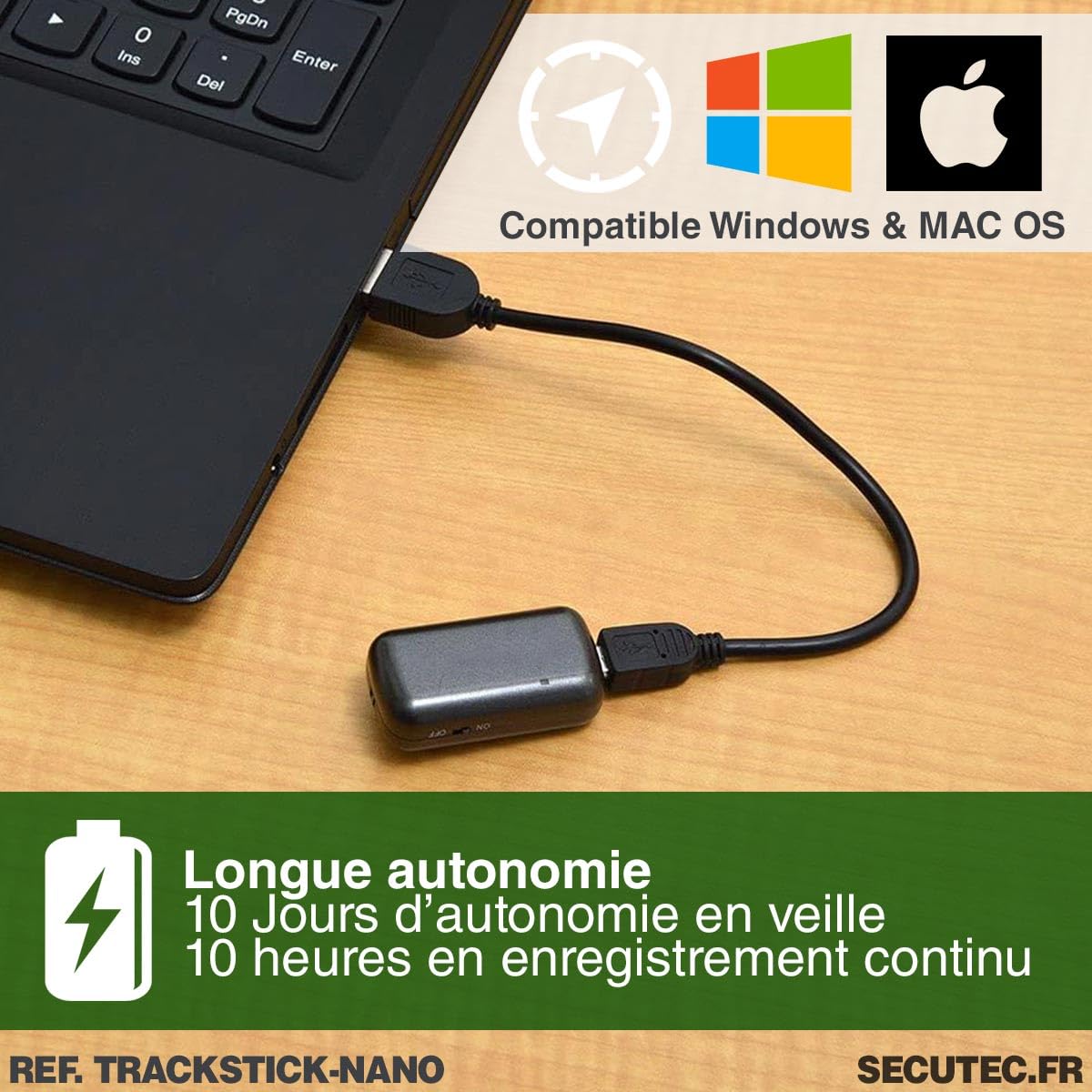 Mini GPS Data Logger Ultra-Compact précis Longue autonomie résistant IPX6