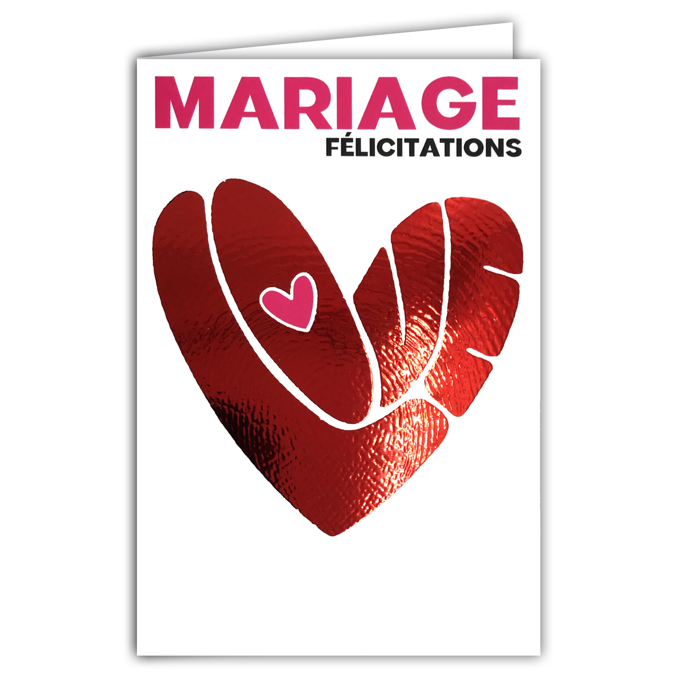 AFIE 69-9045 Congratulations Card for Your Wedding Love Heart Shape Red Glossy + Envelope 12 x 17.5 cm White Interior – Creation Print Made in France