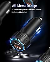 Vista 4 de Cargador de coche USB C, paquete de 2, adaptador de encendedor de cigarrillos de 38 W, 12 V, salida USB, PD/QC, carga rápida, enchufe para iPhone 16