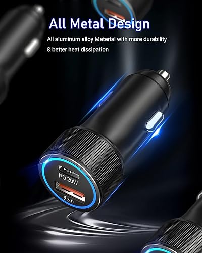 Miniatura 4 de Cargador de coche USB C, paquete de 2, adaptador de encendedor de cigarrillos de 38 W, 12 V, salida USB, PDQC, carga rápida, enchufe para iPhone 16