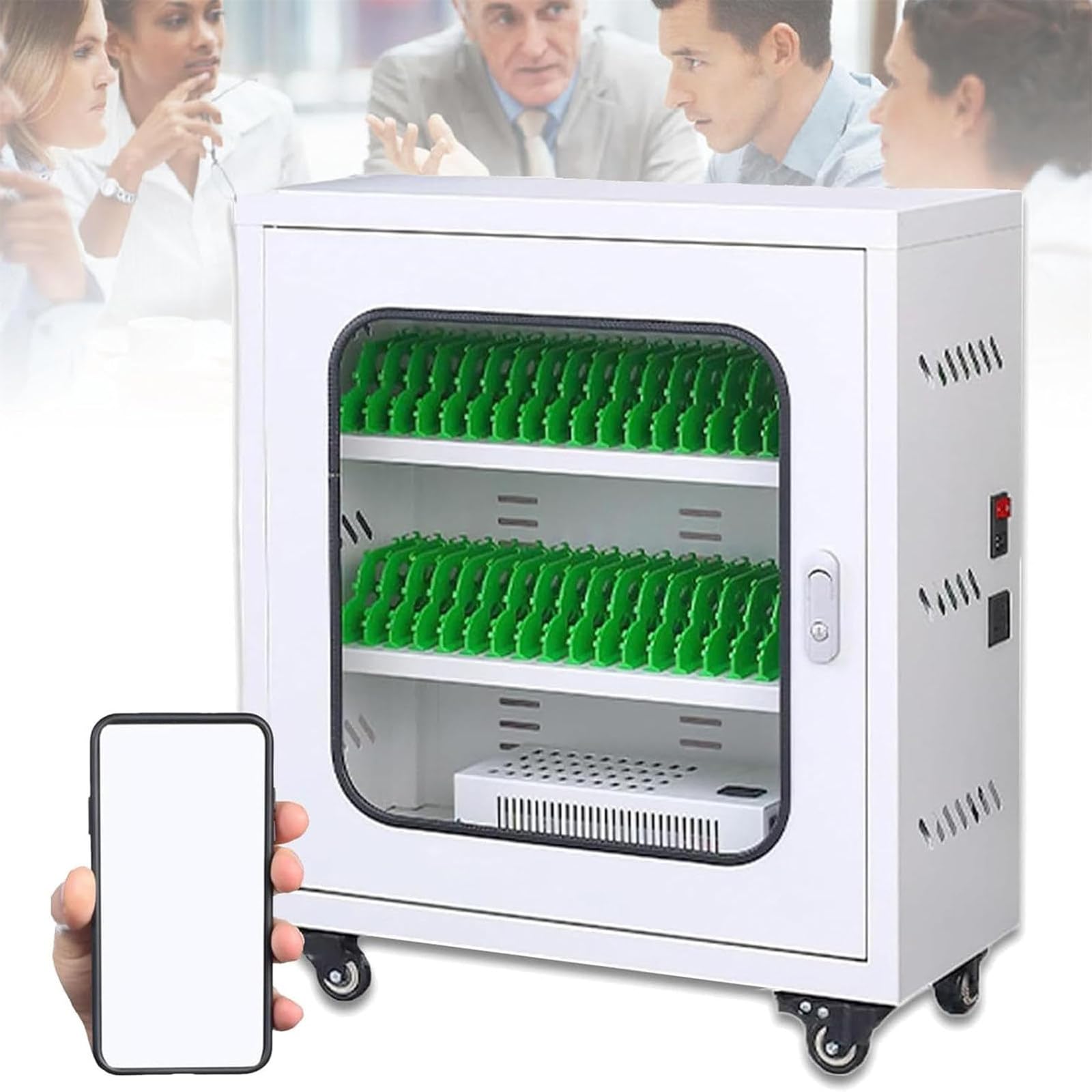 GTHTUHFD Cellphone Charging Station Locker With 12 60 Slots For Classroom And Conference Rooms Rechargeable Mobile Phone Cabinet For Storage And Organization,50Slots-40Slots,40slots