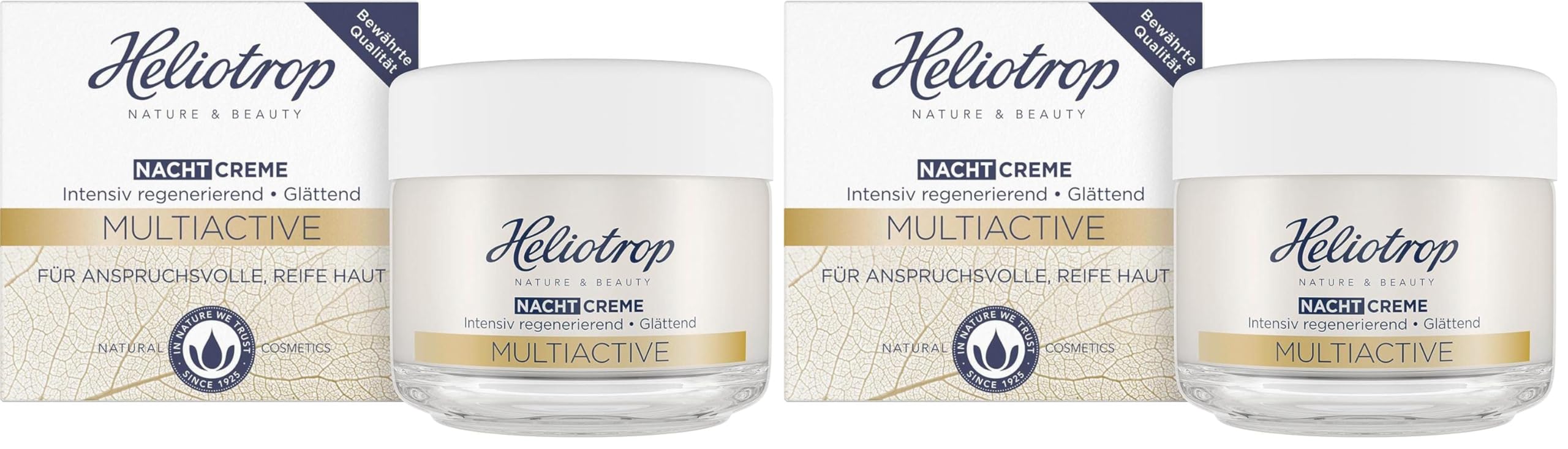 Heliotrop Nachtpflege für anspruchsvolle, reife Haut, Gesichtspflege mit Ginkgoextrakt, Macadamianussöl und Sheabutter, Multiactive Nachtcreme, 1 x 50 ml (Packung mit 2)