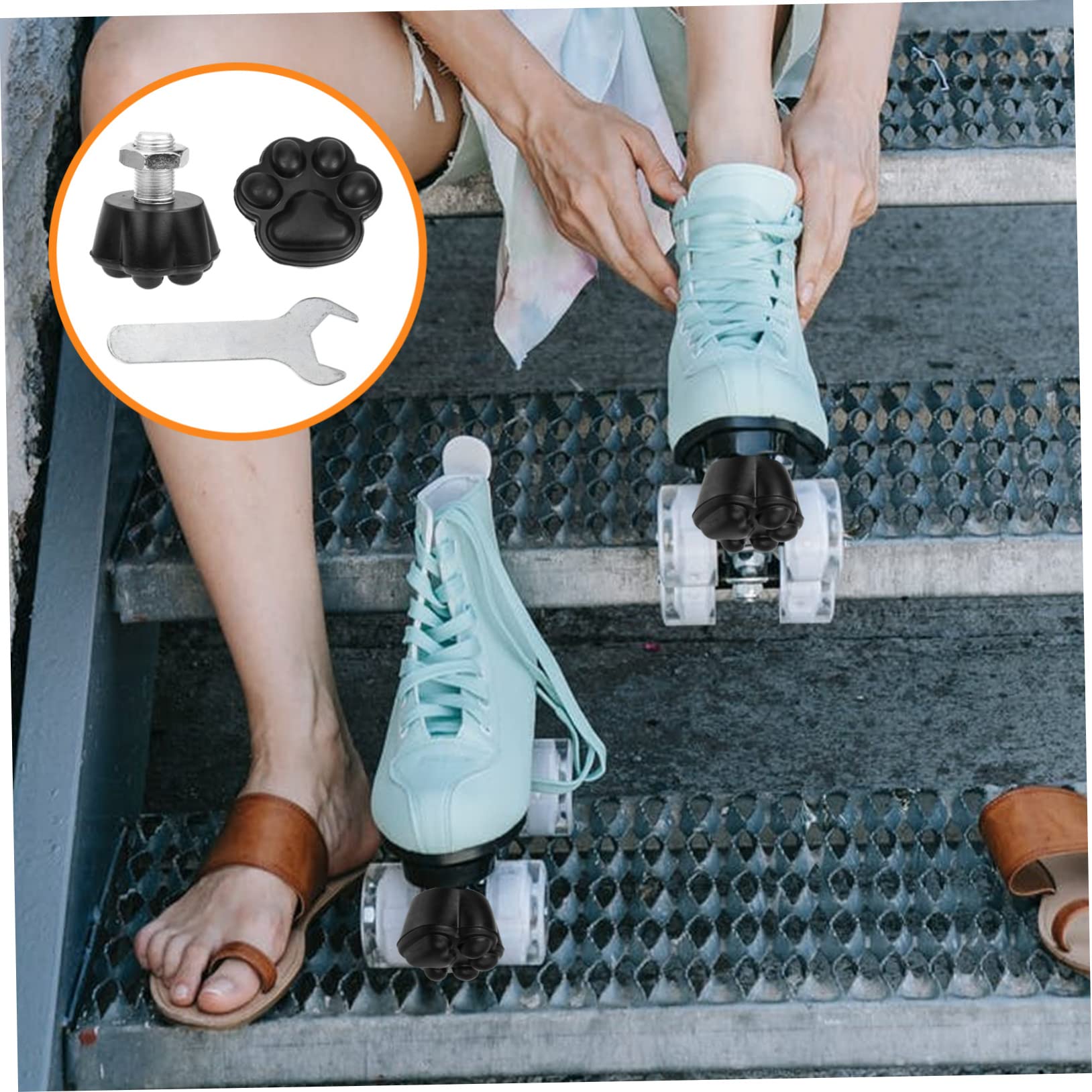 HOLIDYOYO 1set Rubber Roller Skates Brakes Cat Claw Shape Toe Stops Easy Install for Skating