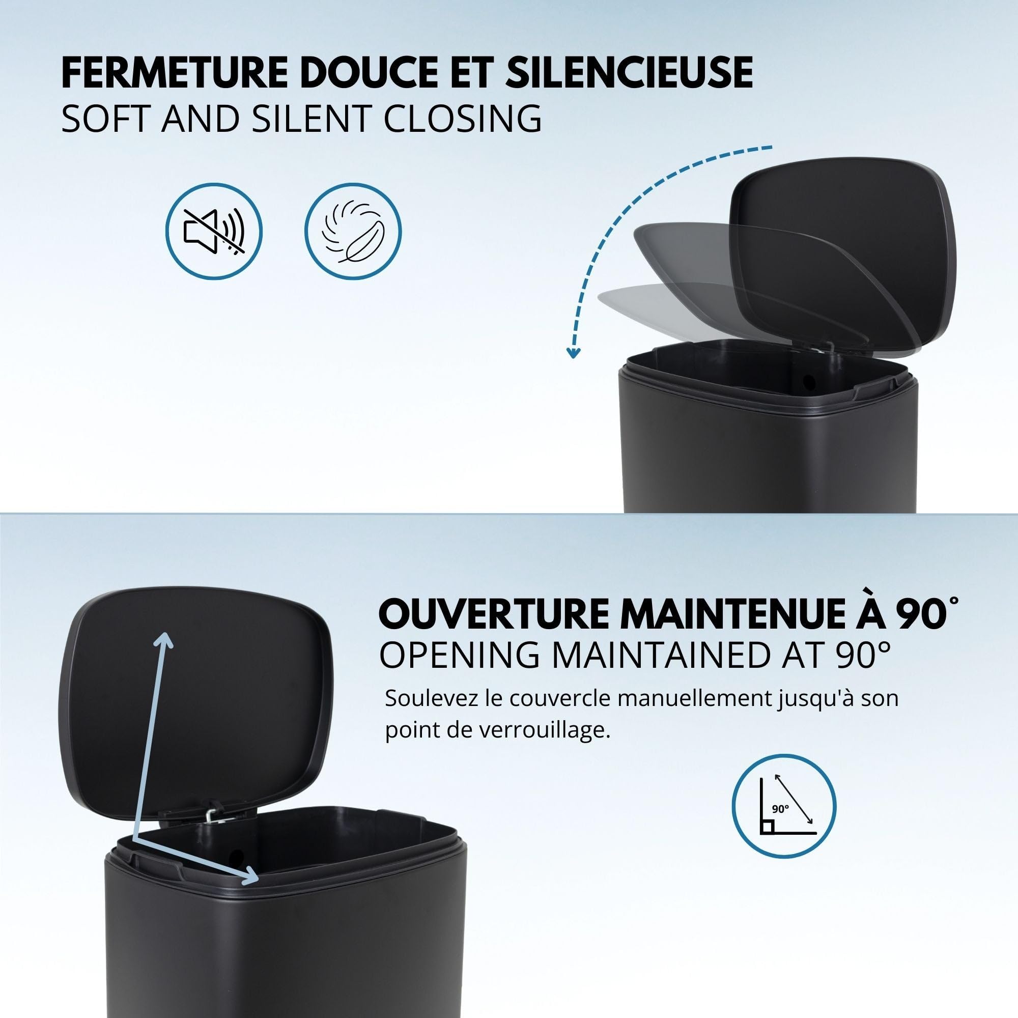 KITCHEN MOVE, Cubo de Cocina de Pedal 50 L Admiral Negro