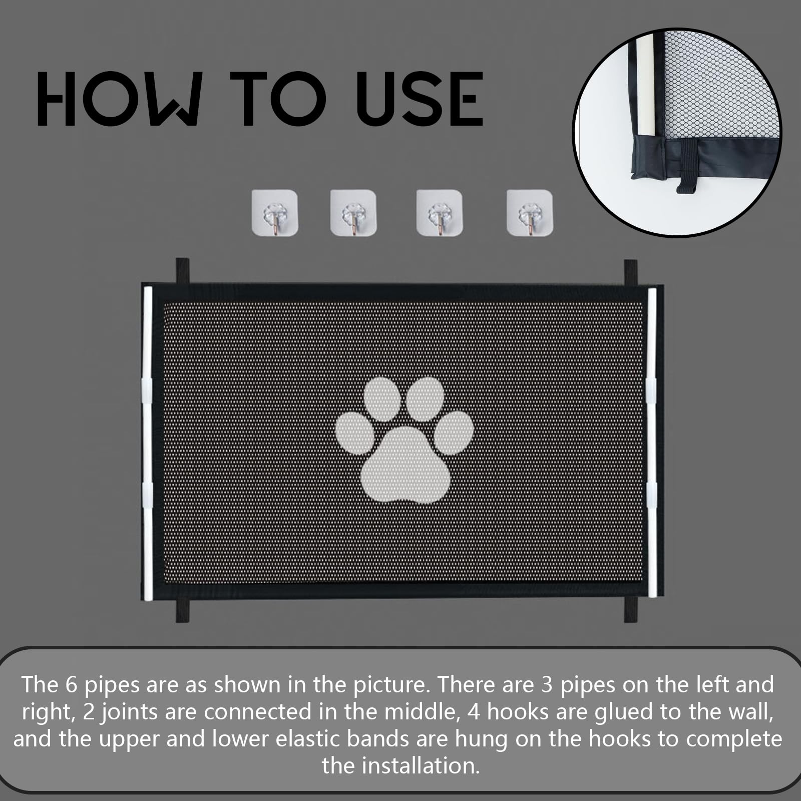 Barrière de Sécurité 110x78CM, Barriere de Securite Chien Résistante à l'usure et à la Déchirure, Barrière de Sécurité Chien sans Percage Adaptéee aux Escaliers, Couloirs, Cuisines