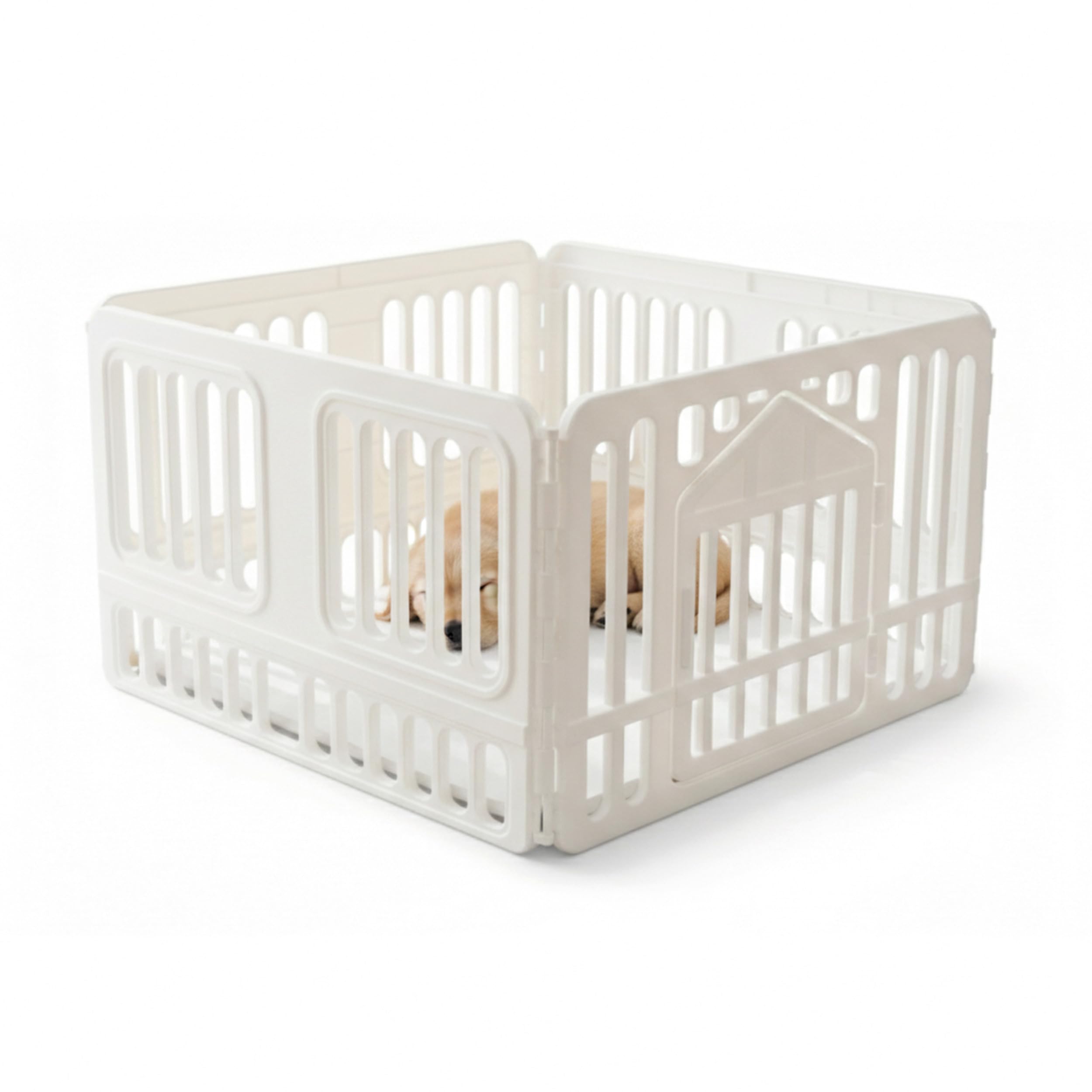 AqpetFriends Recinto per Cani da Interno 97x97x60h cm in plastica con Porta – Box Modulare colore Bianco per Cuccioli e Animali Domestici – Parco Recinzione per Casa, Gatti e Cani