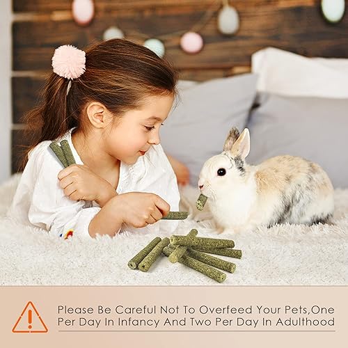 Miniatura 5 de Bissap 114 palitos de heno Timothy para conejos, hierba de Timothy natural, dientes molares, juguetes masticables para conejos, chinchillas,