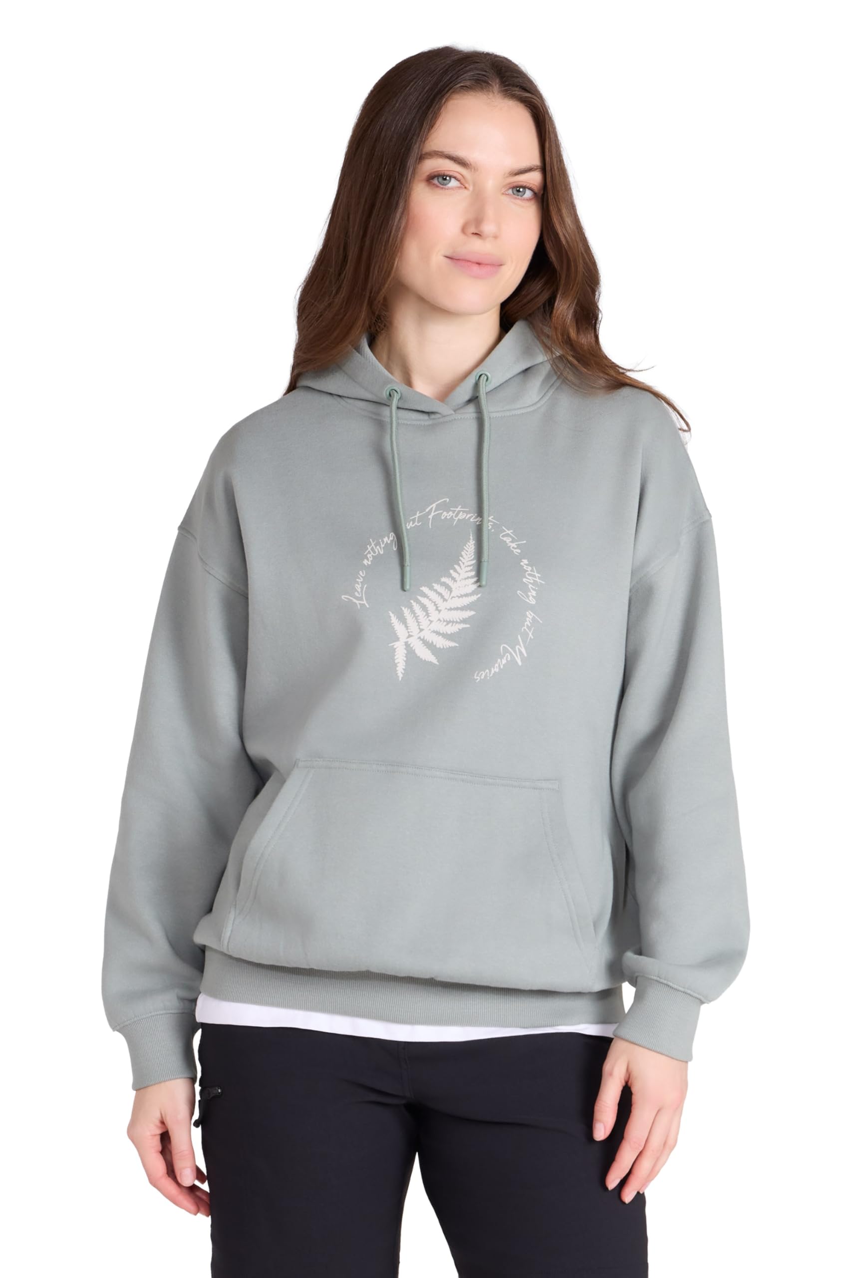 Mountain Warehouse Printed Slogan Fern Womens Relaxed Fit Hoodie Khaki Women's Size 12