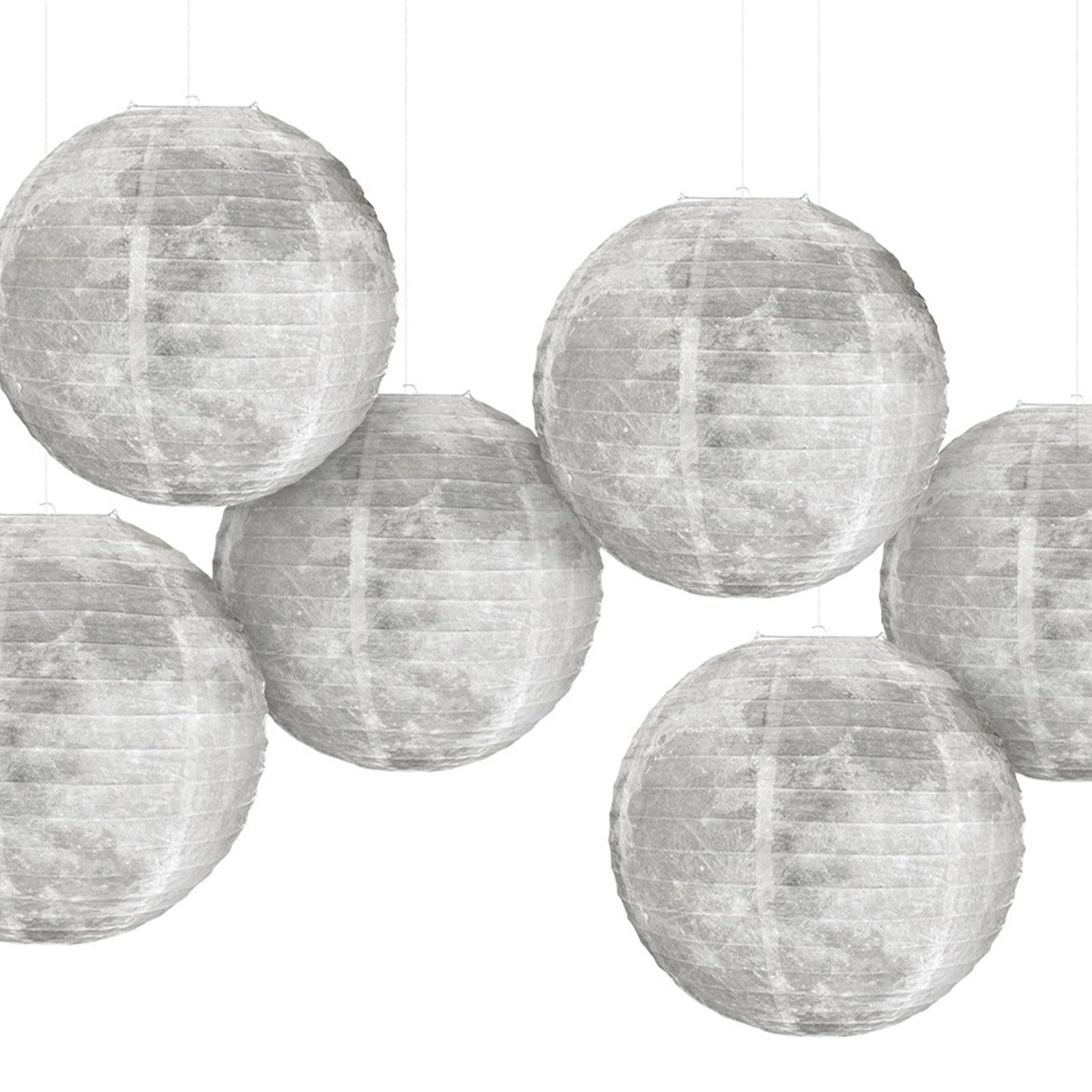 MOROBOR Moon Ball Paper Lantern, 6 Pcs Chinese Paper Lanterns Decorative Hanging Ball Lanterns Round Paper Lantern Lamps for Birthday Wedding Baby Shower Anniversary
