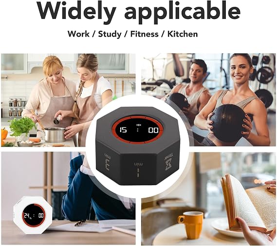 Pomodoro Digital Cube Timer with G-Sensor 1 to 90 Minutes