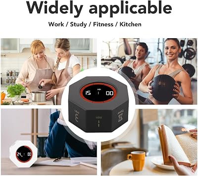 Pomodoro Digital Cube Timer with G-Sensor 1 to 90 Minutes