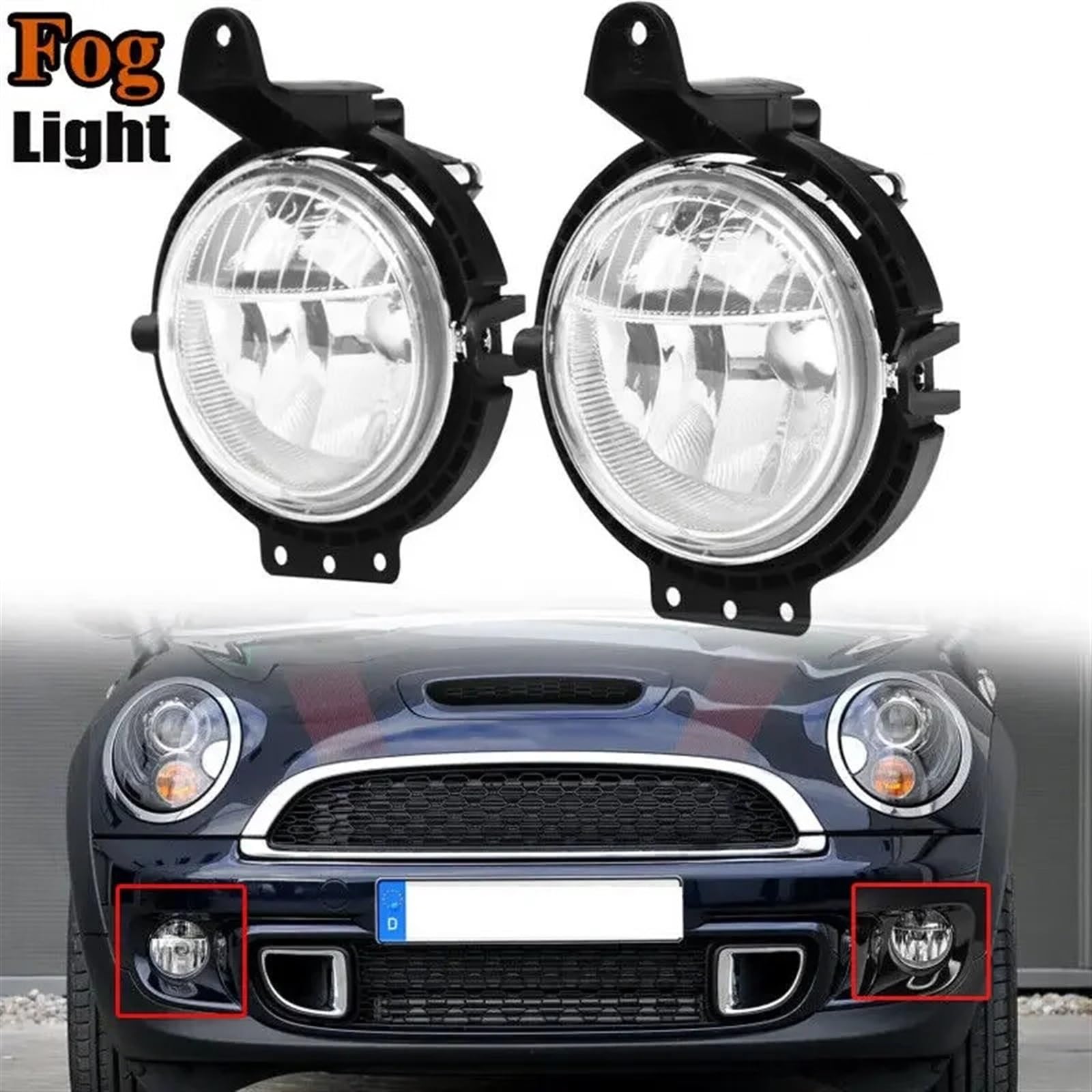 Windzerdong 1 Pair Fog Light for bmws minis R55 Front Bumper Lamps No Bulb Left & Right