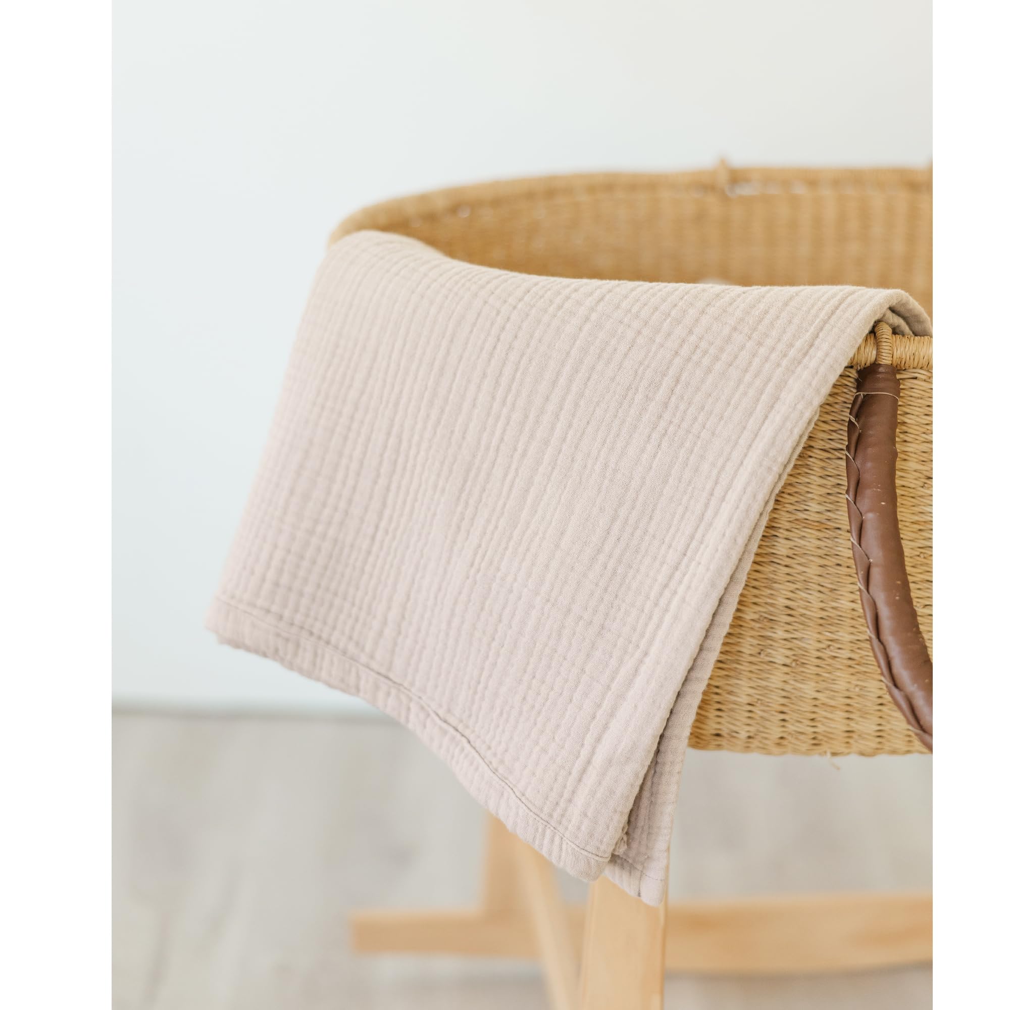 Muslin Baby Blanket - 47x47 Inch Cotton Swaddle & Nursing Cover, Ivory