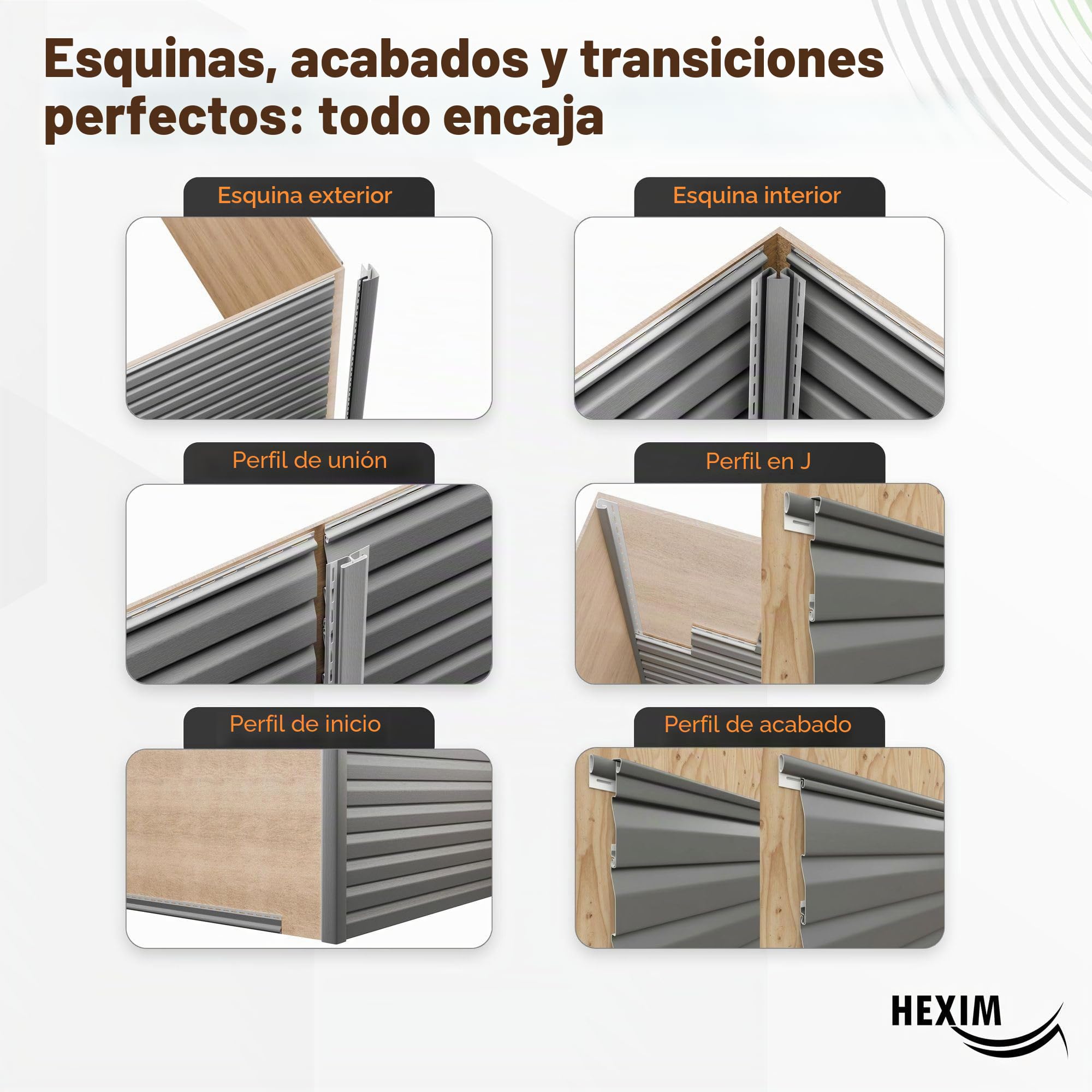 HEXIM Revestimiento de Fachadas, Paneles de Plástico, Revestimientos de Vinilo, Revestimiento de Pared Exterior, Resistente a UV, Siding PVC-U - (24 paneles grises) 9,84 metros cuadrados