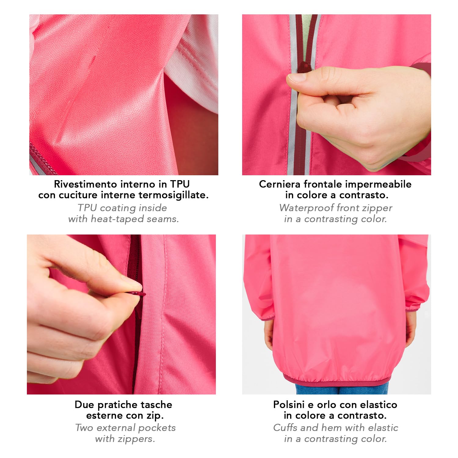 PERLETTI Cortavientos Niño Niña Impermeable Ligero - Chubasquero Niños Rompevientos con Capucha - Chaqueta Outdoor Running con Estuche