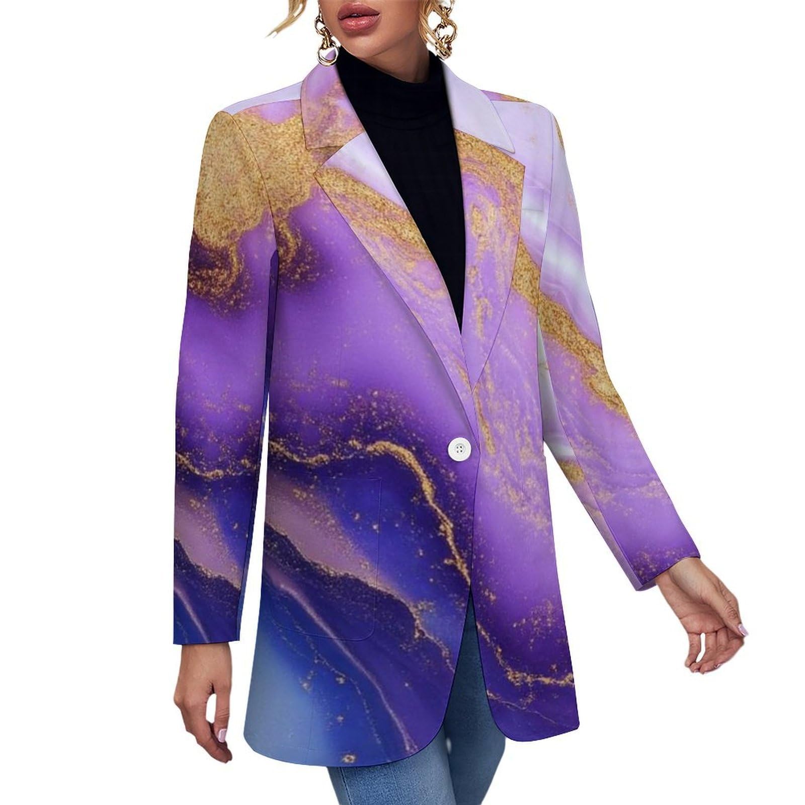 Long Sleeve Slim Fit Blazers for Women Lapel Collar Jacket Business Casual Suit Ladies Blazer with Pocket