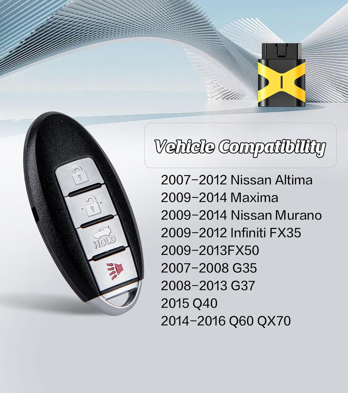 Smart Car Key Self Programmable Keyless Entry Remote Replacement for 2007-2012 Nissan Altima/2009-2013 Infiniti G37 with FCC: KR55WK48903 (KR55WK48903 4BTN Self Programmable Remote)