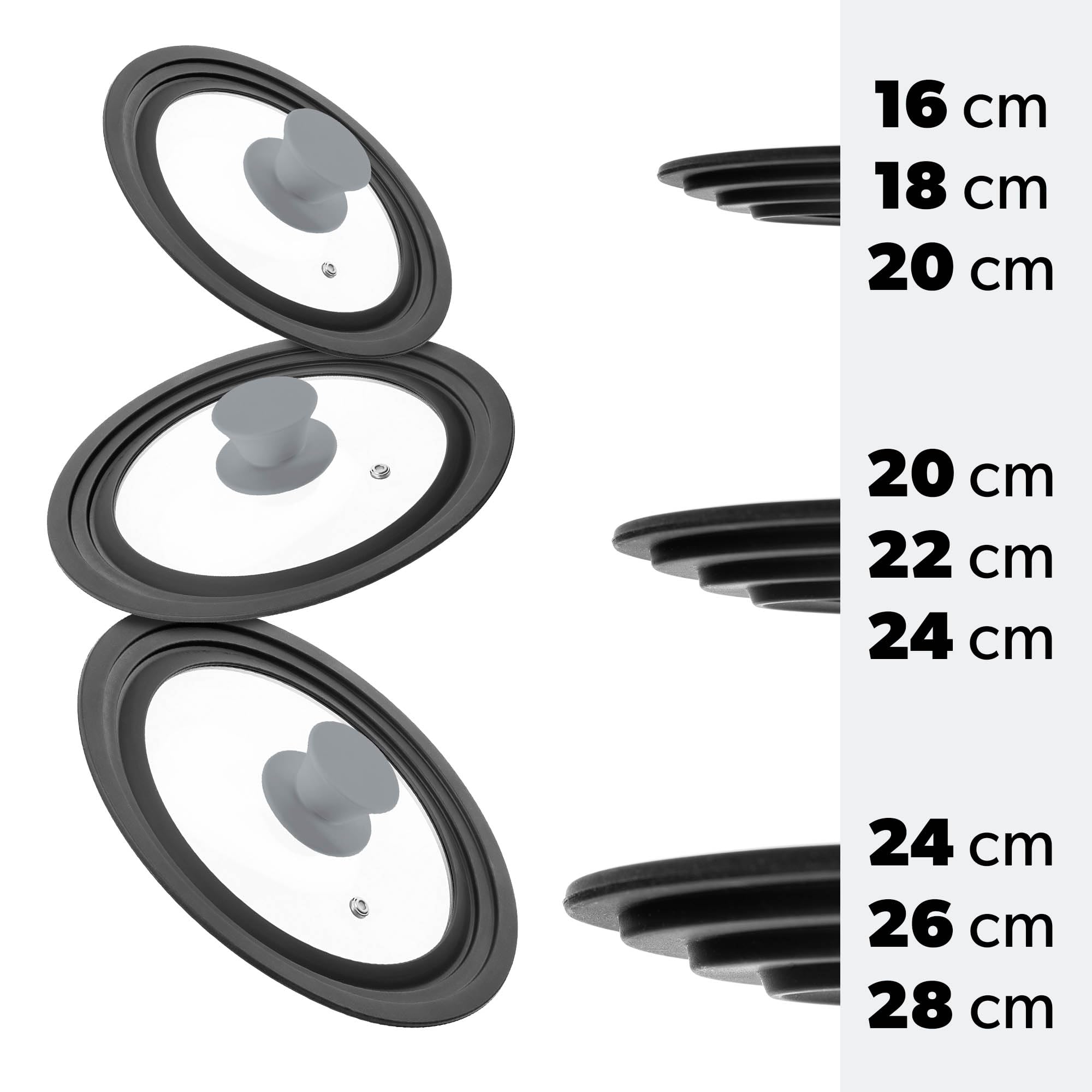 KADAX Universaldeckel 20/22/24 cm, Universal Deckel für Töpfe & Pfannen