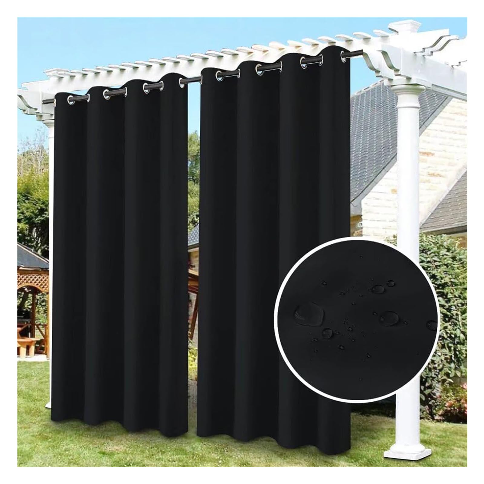 Rideaux occultants pour pergola et tonnelle créant un salon de jardin intime