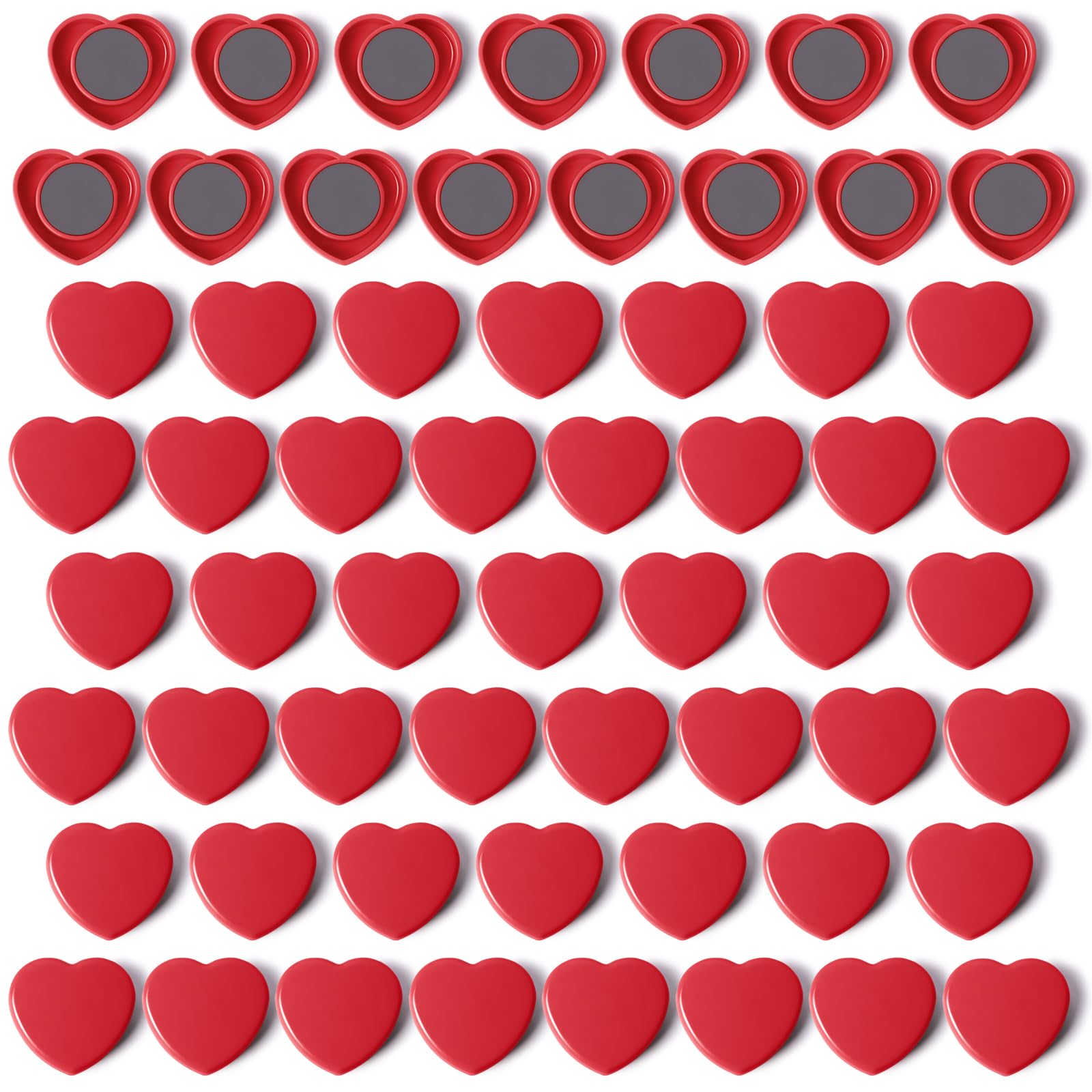 PYJLBX Red Heart Fridge Magnets - 60PCS Small Strong Magnet, Cute Mini Whiteboard Magnets for Crafts & Notice Board - Colourful Decorative Heavy Duty Magnets for Home, Kitchen, Map, Office & School — image 1