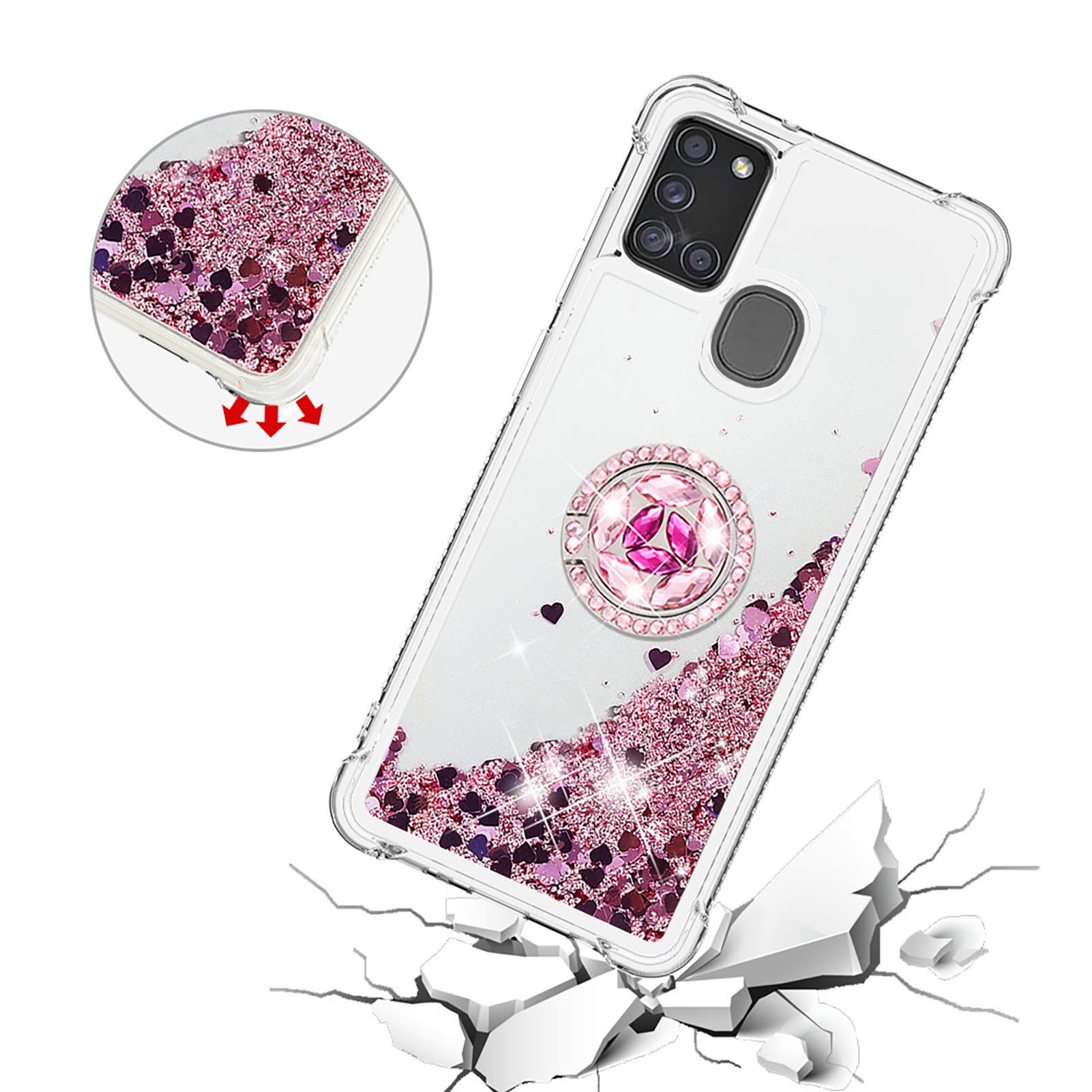 Pocket 3 Custodia Cellulare 360° Trasparente Con Glitter | TPU Protezione Completa | Per Molti Modelli Custodia Cellulare Trasparente Glitter - Foto 3