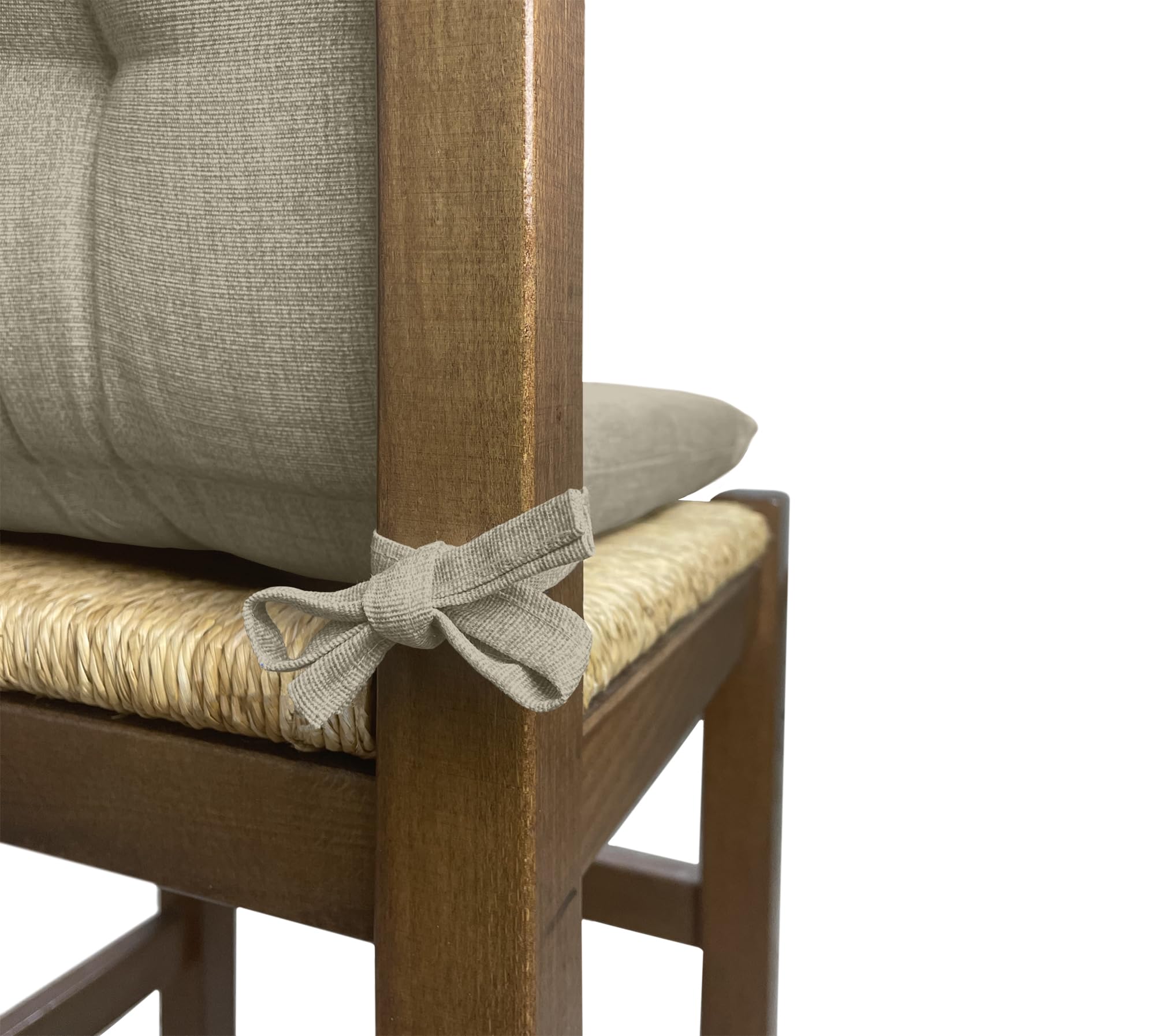 IlGruppone Set Cuscini Sedia con Schienale Imbottiti con Laccetti Banda Elastica per Fissaggio Prodotto Italiano Sedie Poltrone Sdraio Reclinabili Cucina Giardino 40 x 80 Cm - Corda - 6 Pezzi
