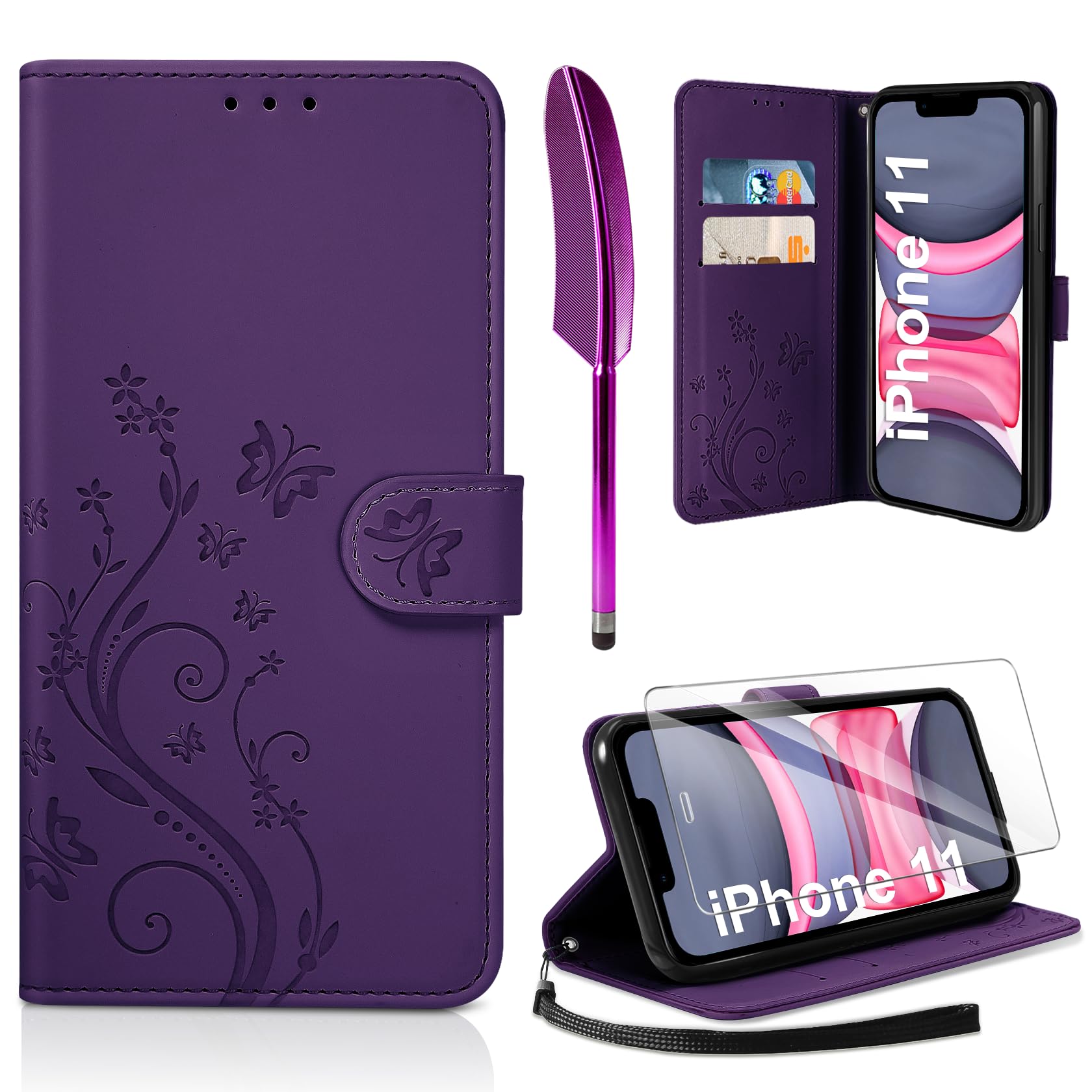 AROYI Lederhülle Kompatibel mit Samsung Galaxy A37 5G Hülle und Schutzfolie, Flip Wallet Handyhülle PU Leder Case Kartensteckplätzen Schutzhülle Kompatibel mit Samsung Galaxy A37 5G Dunkel Blau