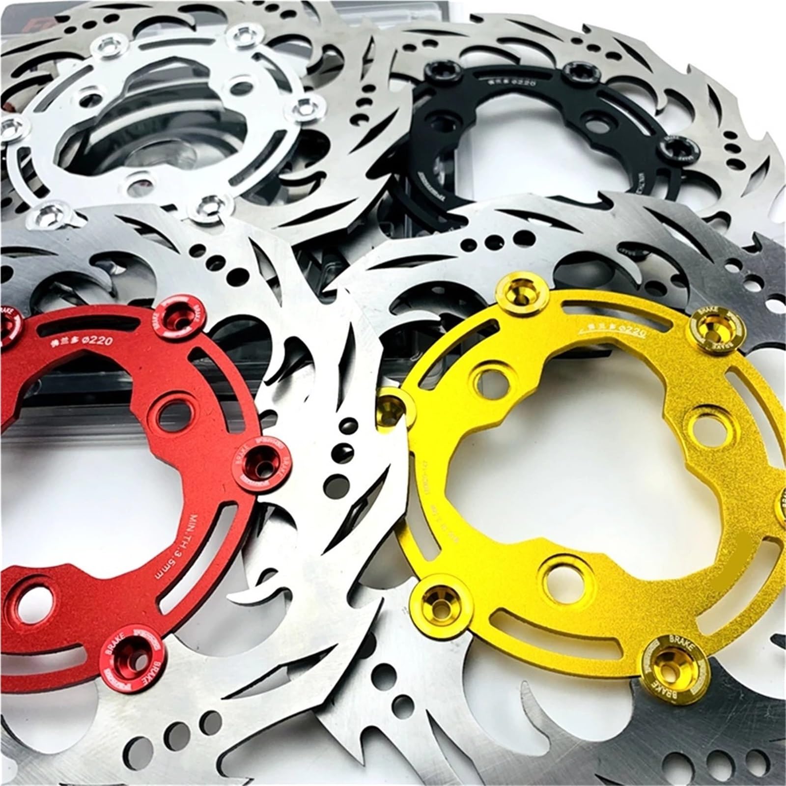 Disco Flottante Universale Per Moto 220mm*70mm Adatto Per Yamaha Aerox Nmax BWS Zuma Force RSZ Adatto Per M3 Niu N1S Ninebot Disco Freno Anteriore Moto(Gold)