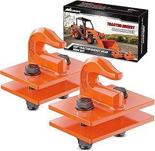 Nilight 2PCS Tractor Bucket Grab Hook 3/8'' Heavy Duty Drop Forged Steel Bolt On Grab Hook Zinc-Coated Cast Tow Hook Max 15000 LBS Orange, 2 Years Warranty
