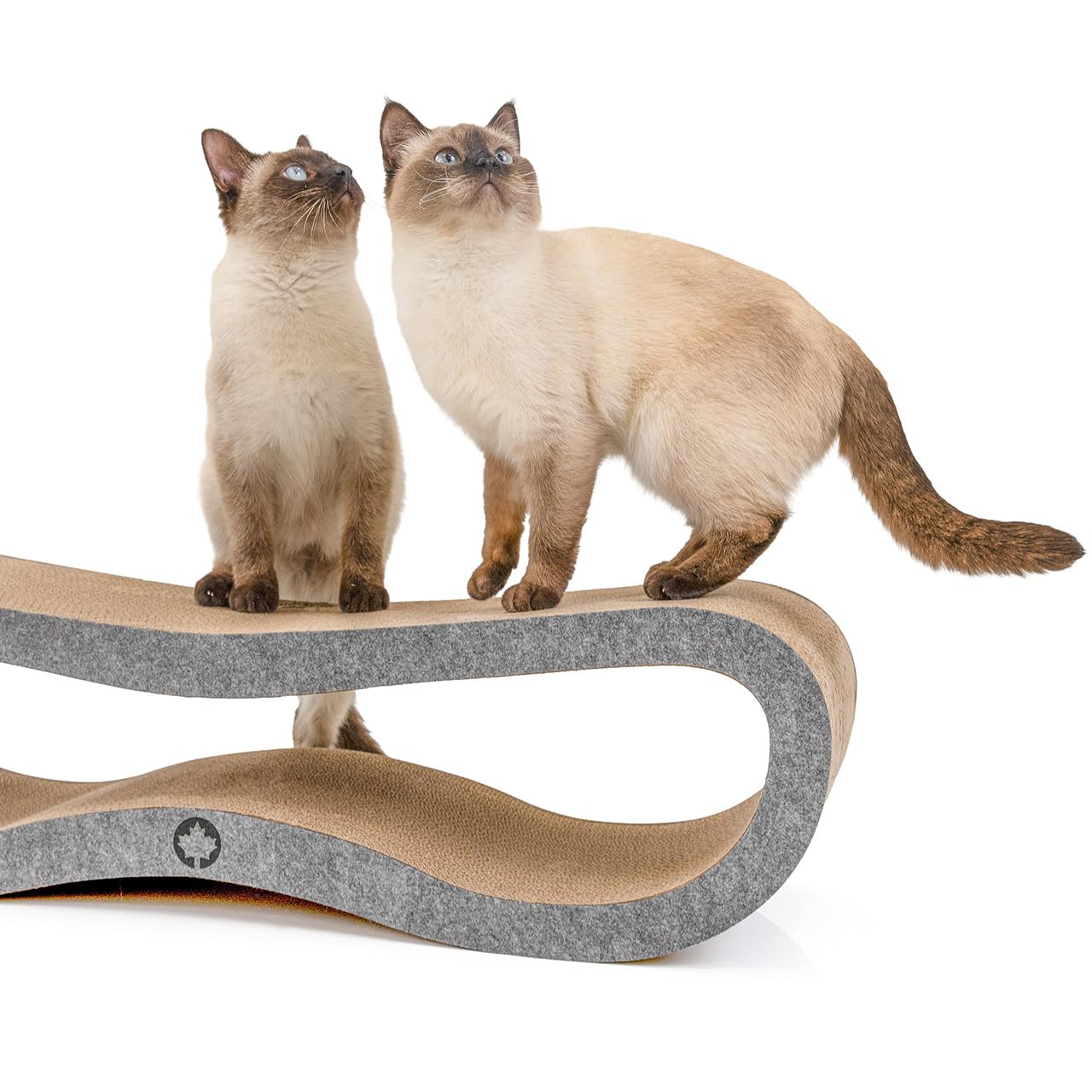 CanadianCat Company | Kratzbrett Orbit 2.0 mit Filz-Front - Kratzmöbel aus Wellpappe inkl. Katzenminze - große Kratzfläche für Katzen - Krallenpflege & Möbelschutz - ca. 84 x 24 x 23 cm
