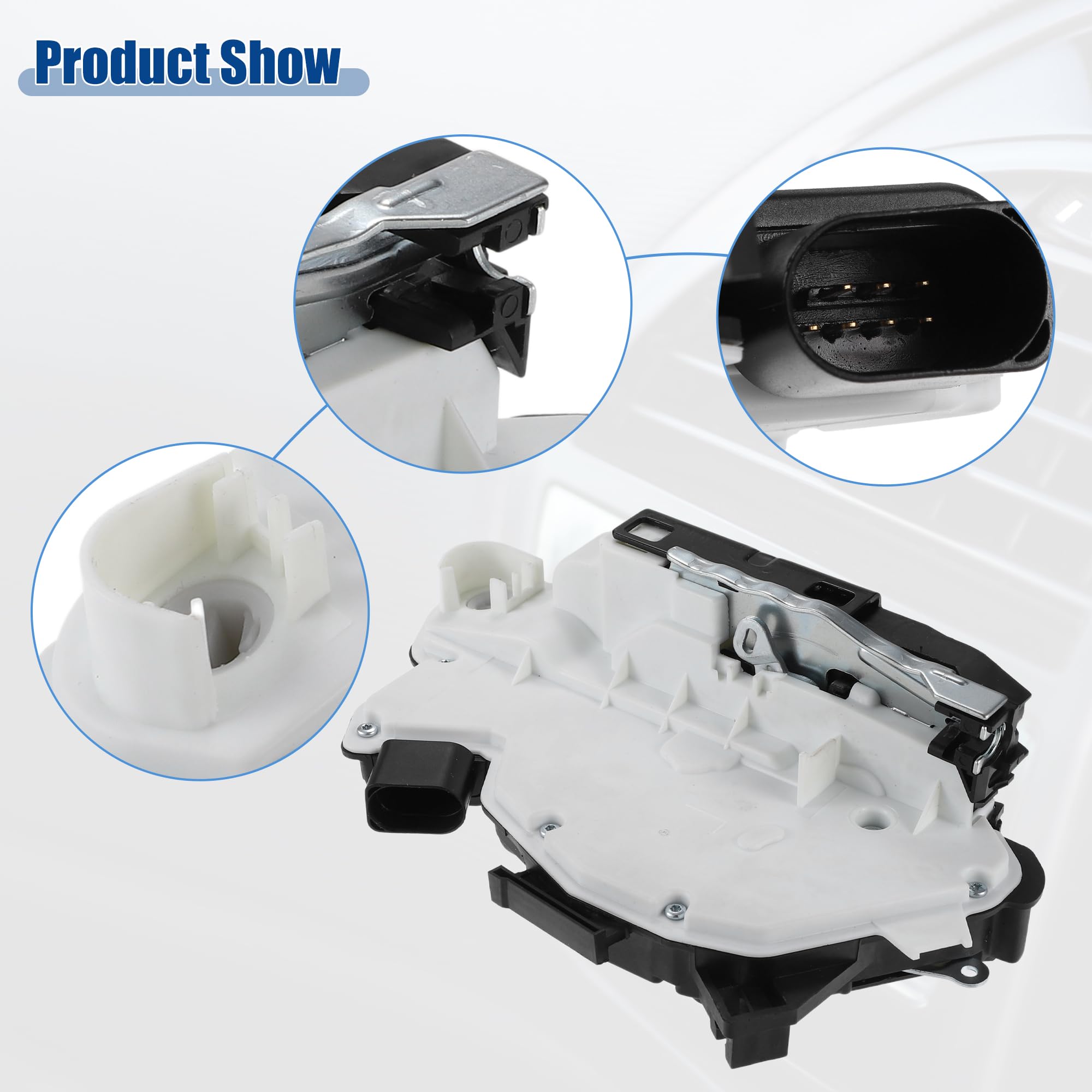 A ABSOPRO Serrure Porte Actionneur Avant Gauche pour VW Tiguan 12-15 1pc | Pour Volkswagen CC 2009-2015, Pour Volkswagen Passat CC 2009-2012, Blanc, Noir, Plastique, Métal, 21.5x11.6x7.6cm, 7 Broches
