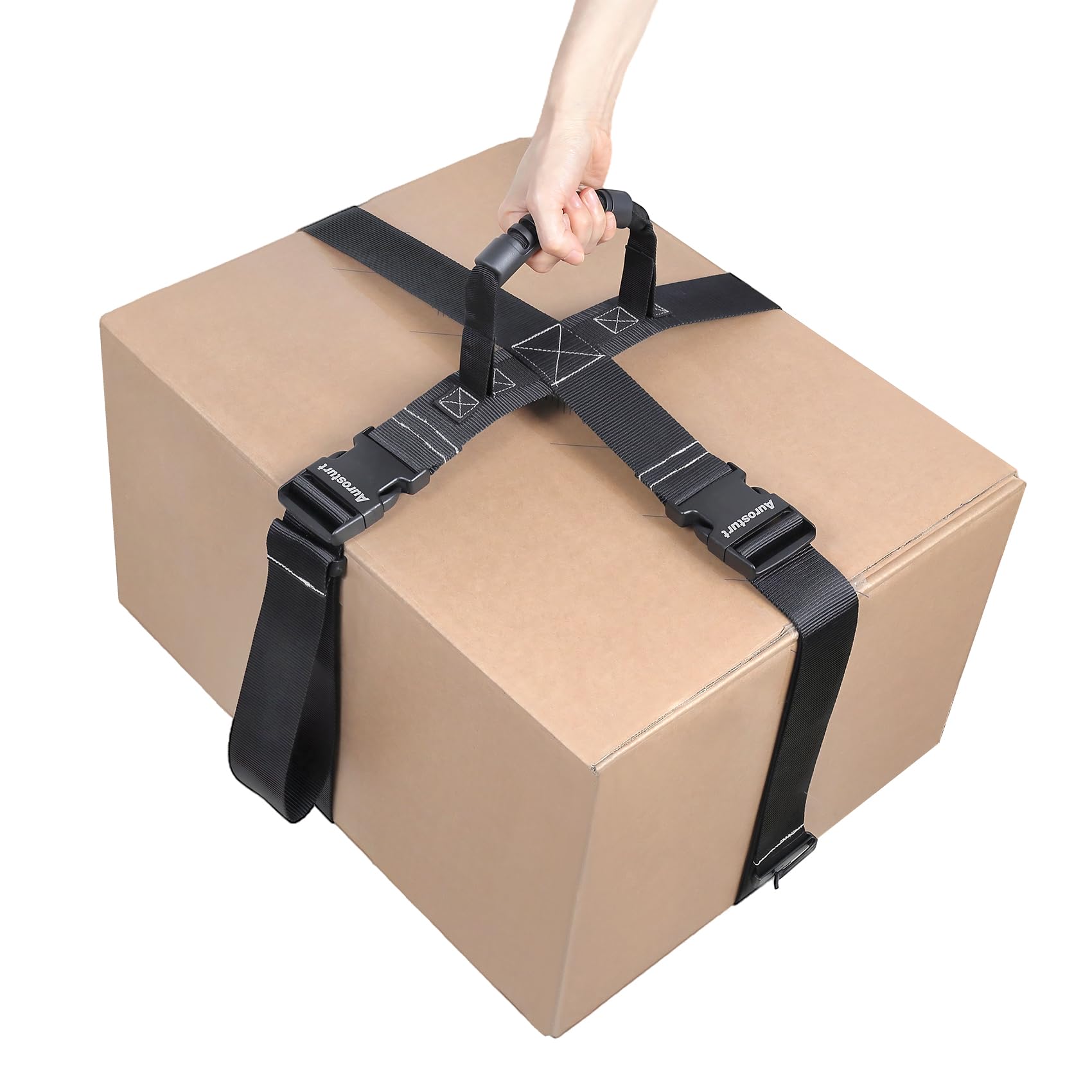 Aurosturt Box Carrying Strap with Handle 74.8 Inch Adjustable Straps for Battery Box Handheld Belt Carry Straps for Safely Moving and Lifting Heavy Boxes (Black, 74.8 Inch)