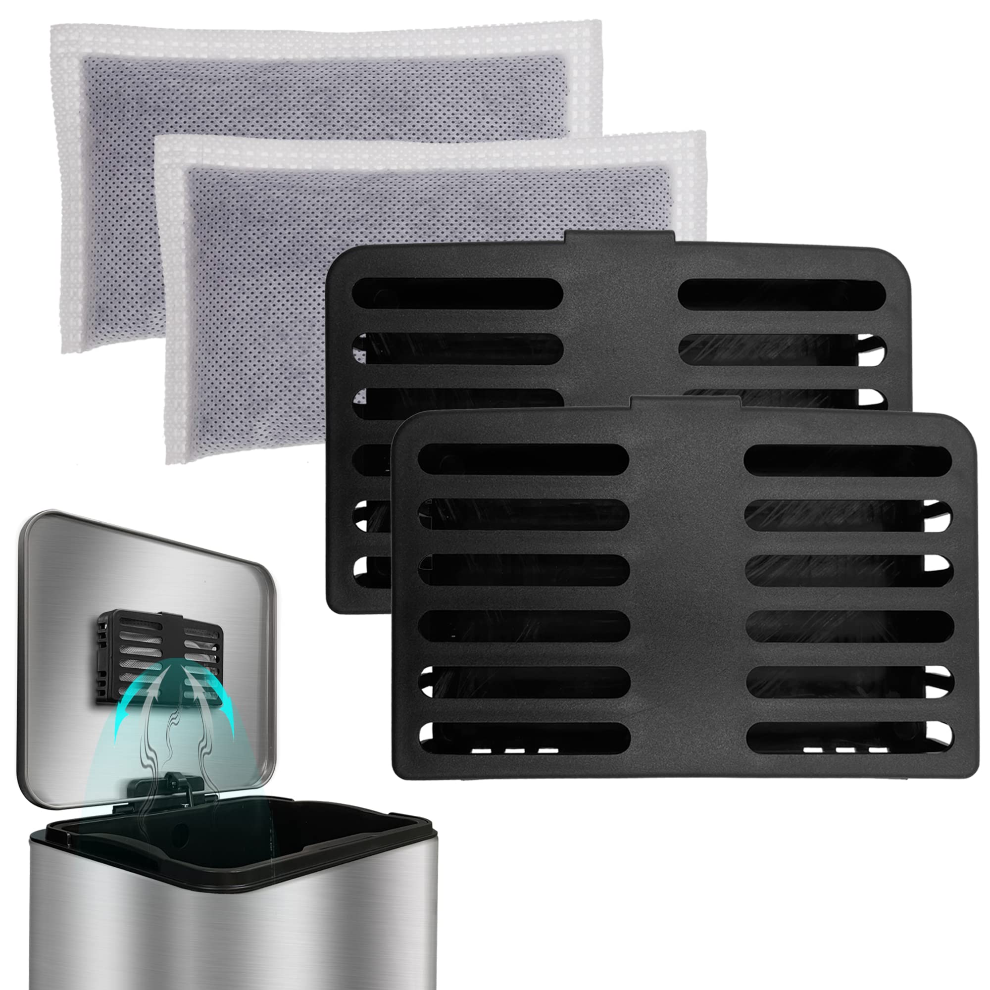 Self Adhesive Activated Carbon Deodorizer Kit for Large Bins, Indoor Kitchen Compost Bins, Large Pitch or Non-Contact Bins (2 Black Kits)-image-39