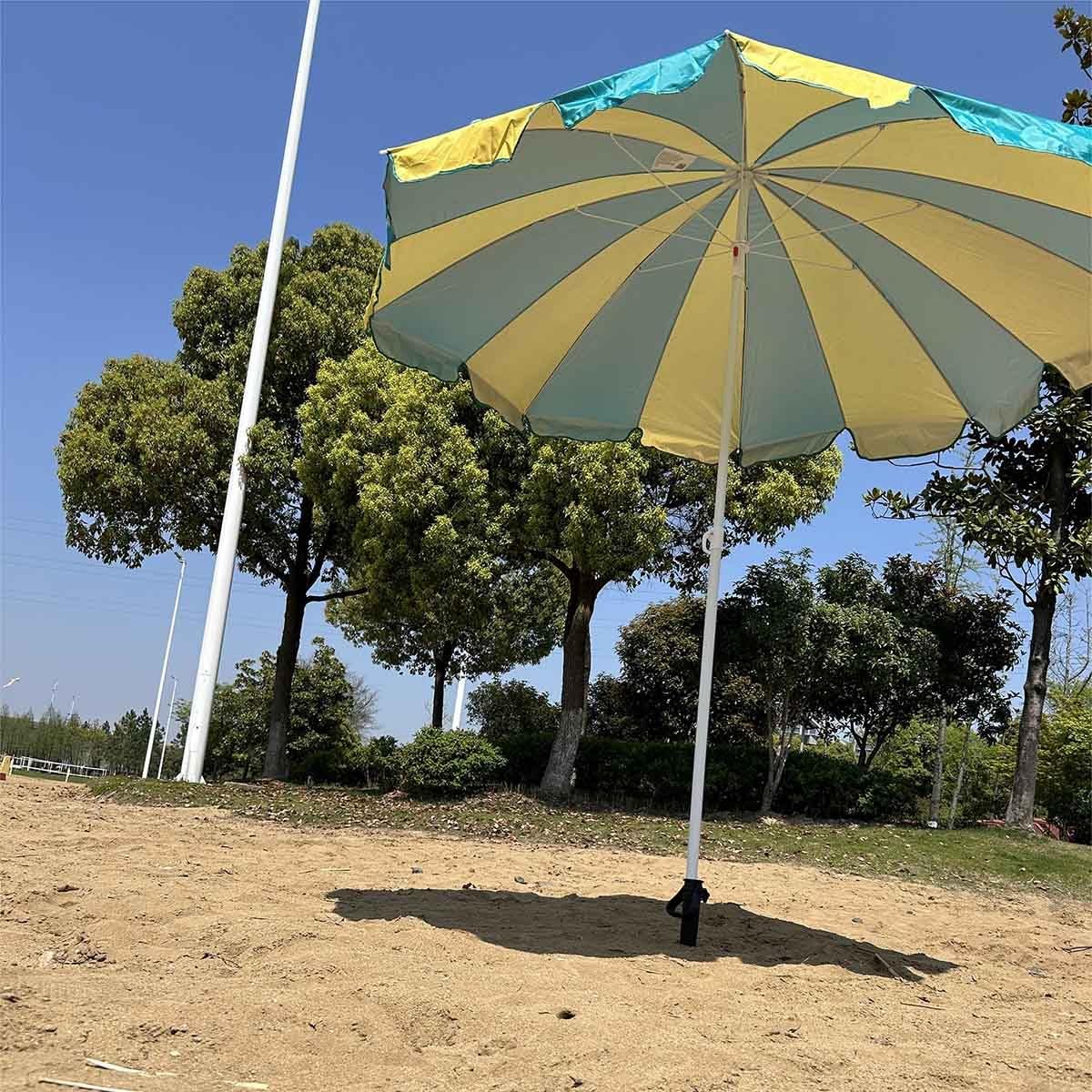 Sombrilla de playa festoneada de 200 cm, pequeña sombrilla de jardín exterior con 16 varillas, protección UV UPF50+, sombrilla redonda para piscina, terraza, patio