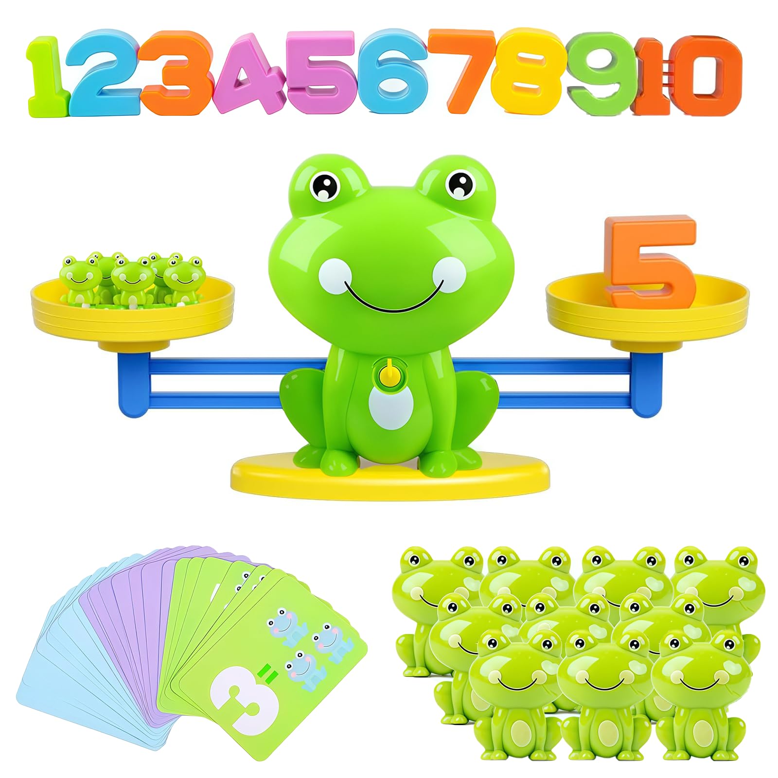 Giocattoli Educativi Montessori Bilancia Matematica Rana,Gioco di Apprendimento Numeri e Calcolo,Giochi Matematici per Bambini 5+ Anni,Giocattolo Didattico per Ragazzi e Ragazze