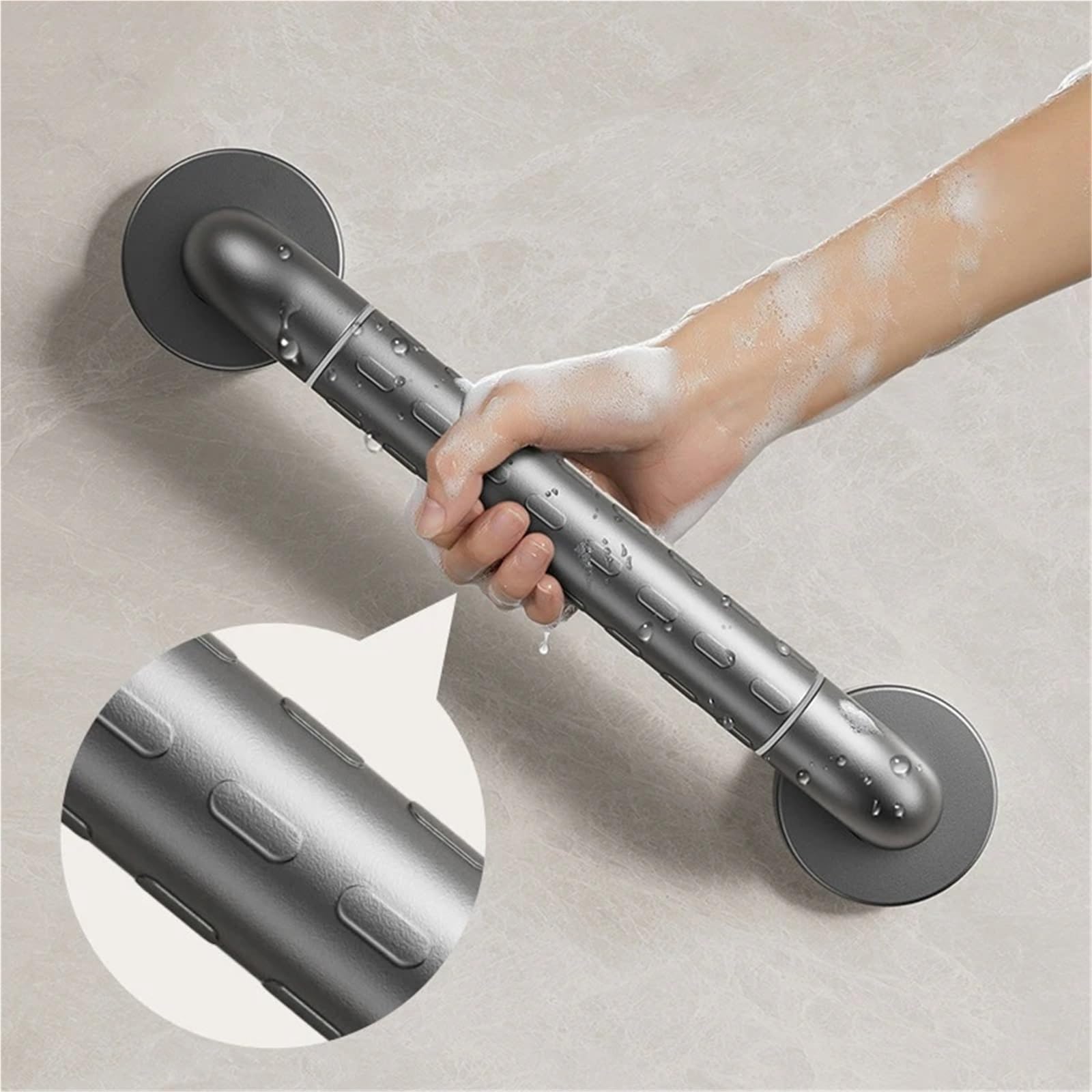 Pasamanos de baño de 30/38/48/58 cm, pasamanos para bañera, Inodoro, Barra de Apoyo Gris, asa de Seguridad para Ducha, toallero, asideros para baño (38 cm)