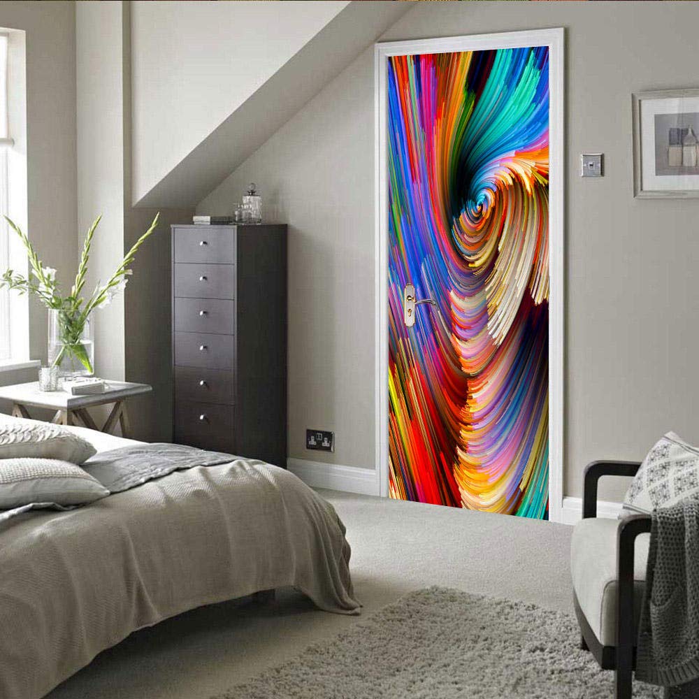 Adesivi Per Porte Interne 3D Cristallo Rosa Rosa Adesivo Murale Decorazione Domestica Art Decal Camera Da Letto Soggiorno Poster Per Porte Rimovibile Adesivo Da Parete 95X215cm