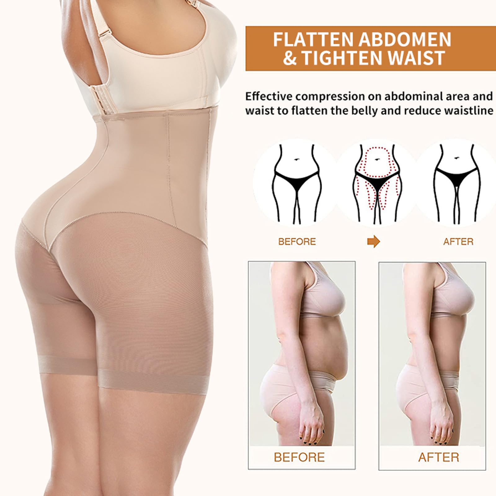 Bragas de Control de Cintura Alta sin Costuras de Talla Grande para Mujer, Pantalones Cortos de Deslizamiento Suave para Adelgazar el Muslo