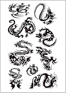 S.A.V.I 3D Temporary Tattoo Waterproof Sticker Black Dragon Popular New Designs Size - 21x15cm (10B)-picture-27