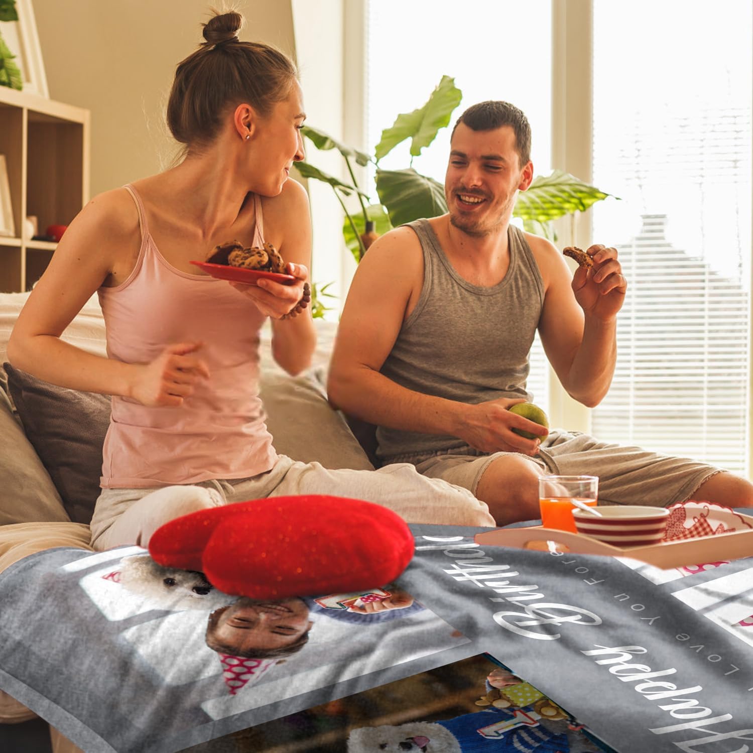 MeMoShe Custom Sherpa Photo Blanket Birthday Gifts for Boyfriend Girlfriend 50"×60" Personalized Picture Blanket Customized Valentine's Day Gifts for Women Men Couples - Image 6