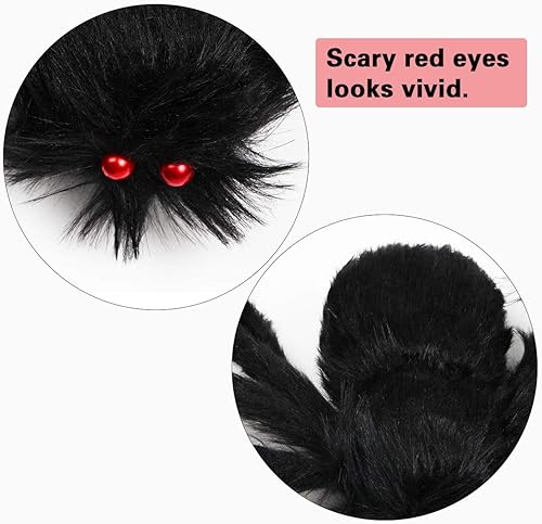 Miniatura 4 de Araña gigante de Halloween de 6.6 pies, decoración de Libay para exteriores, araña peluda grande, araña peluda aterradora, decoración espeluznante