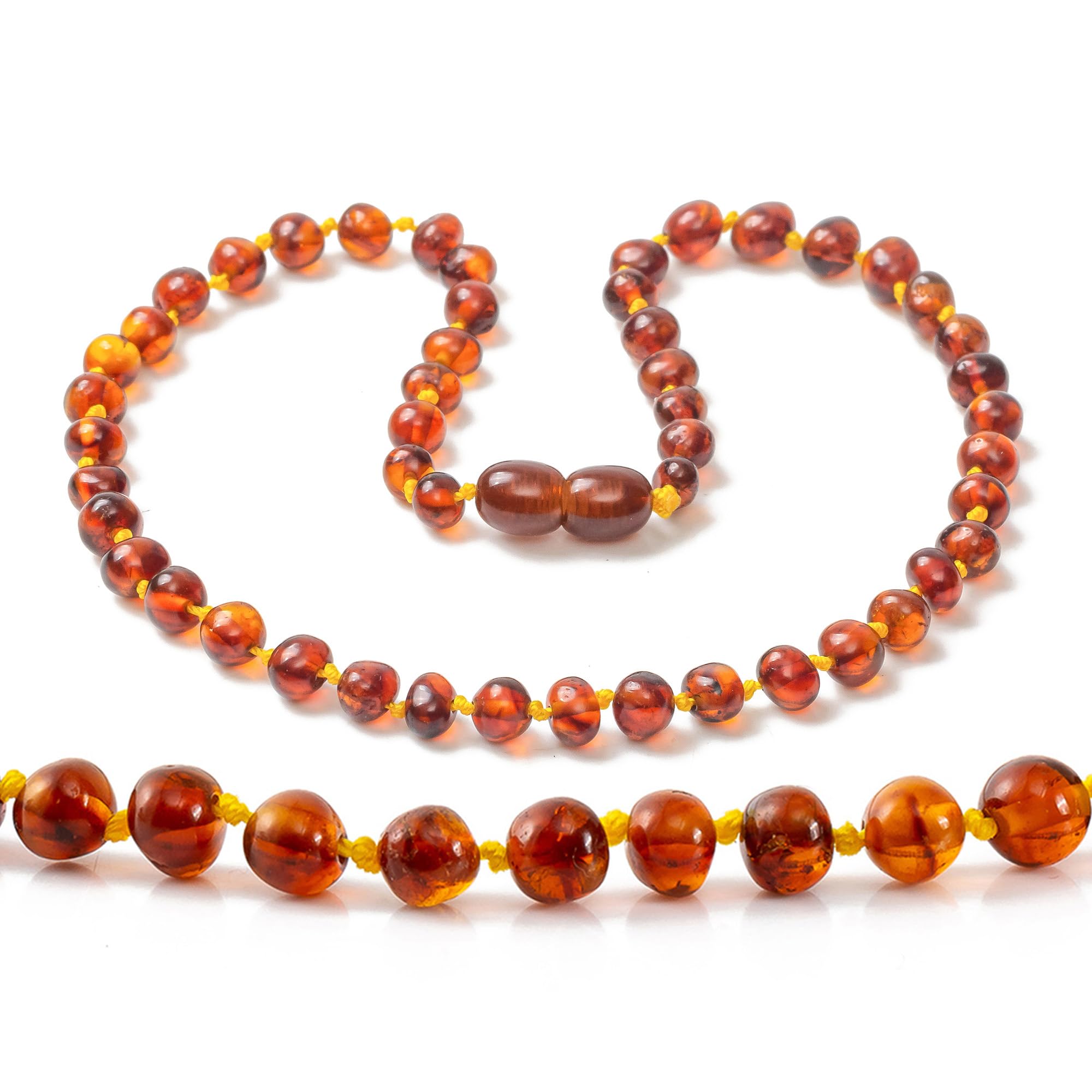 Amber Necklace (Unisex) (Cognac) – 100% Genuine Baltic Amber – Length 33 cm