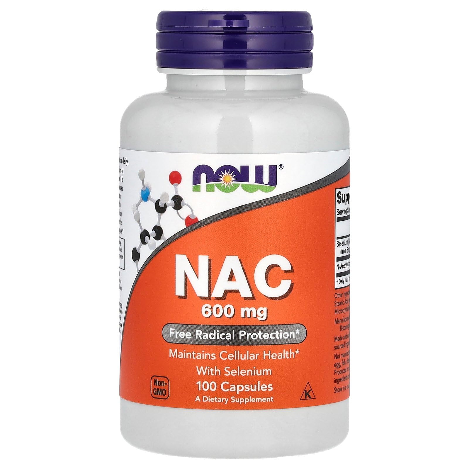 Now Foods NOW Supplements, NAC (N-Acetyl Cysteine) 600mg with Selenium & Molybdenum, 100 Veg Capsules