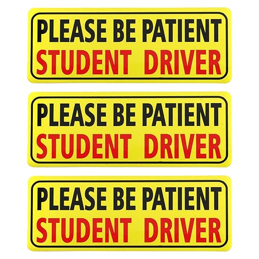 JUSTTOP 3pcs Student Driver Magnet for Car, Please Be Patient Student Driver Magnet, New Drivers Sticker Safety Warning, Magnetic Reflective Rookie Driver Bumper Sticker (Black&Red)