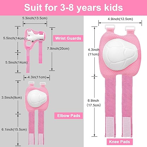 Miniatura 5 de Juego de rodilleras y coderas para niños y jóvenes con protector de muñeca 3 en 1, equipo de protección para niños de 3 a 14 años para patineta,